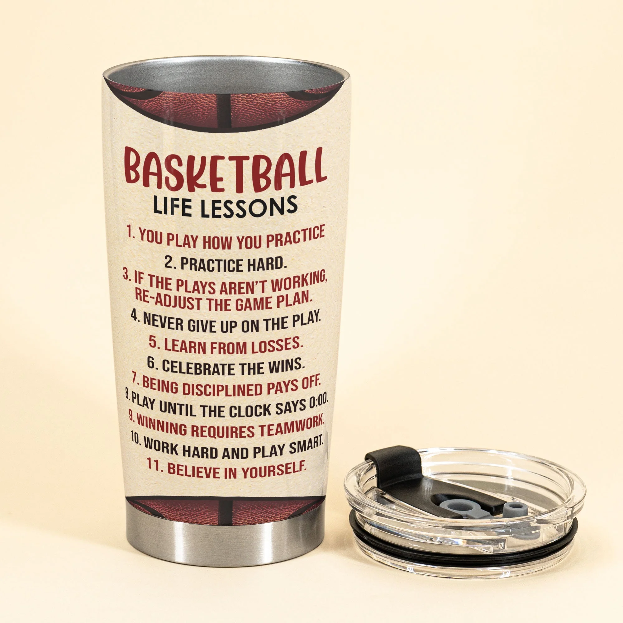 Basketball Life Lessons - Personalized Tumbler Cup - Image 3