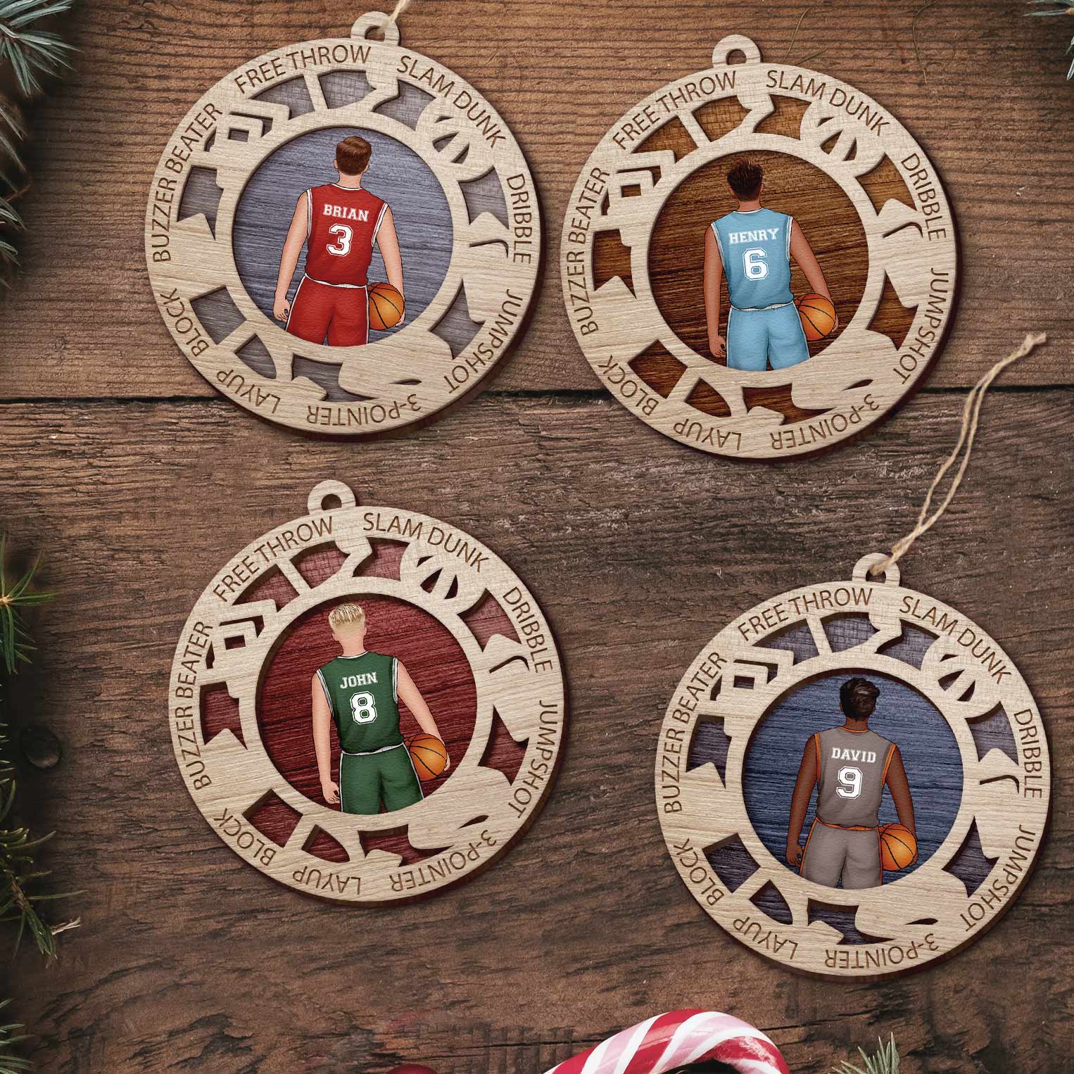 Basketball Player - Personalized 2 Layers Wooden Ornament - Christmas, Birthday, Loving Gift For Basketball Team, Basketball Players, Teammates, Sons, Grandsons, Boyfriend - Image 3