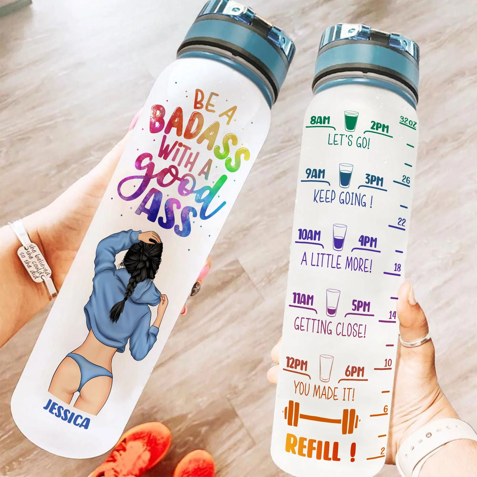 Be A Badass With A Good Ass - Personalized Tracker Bottle - Image 2