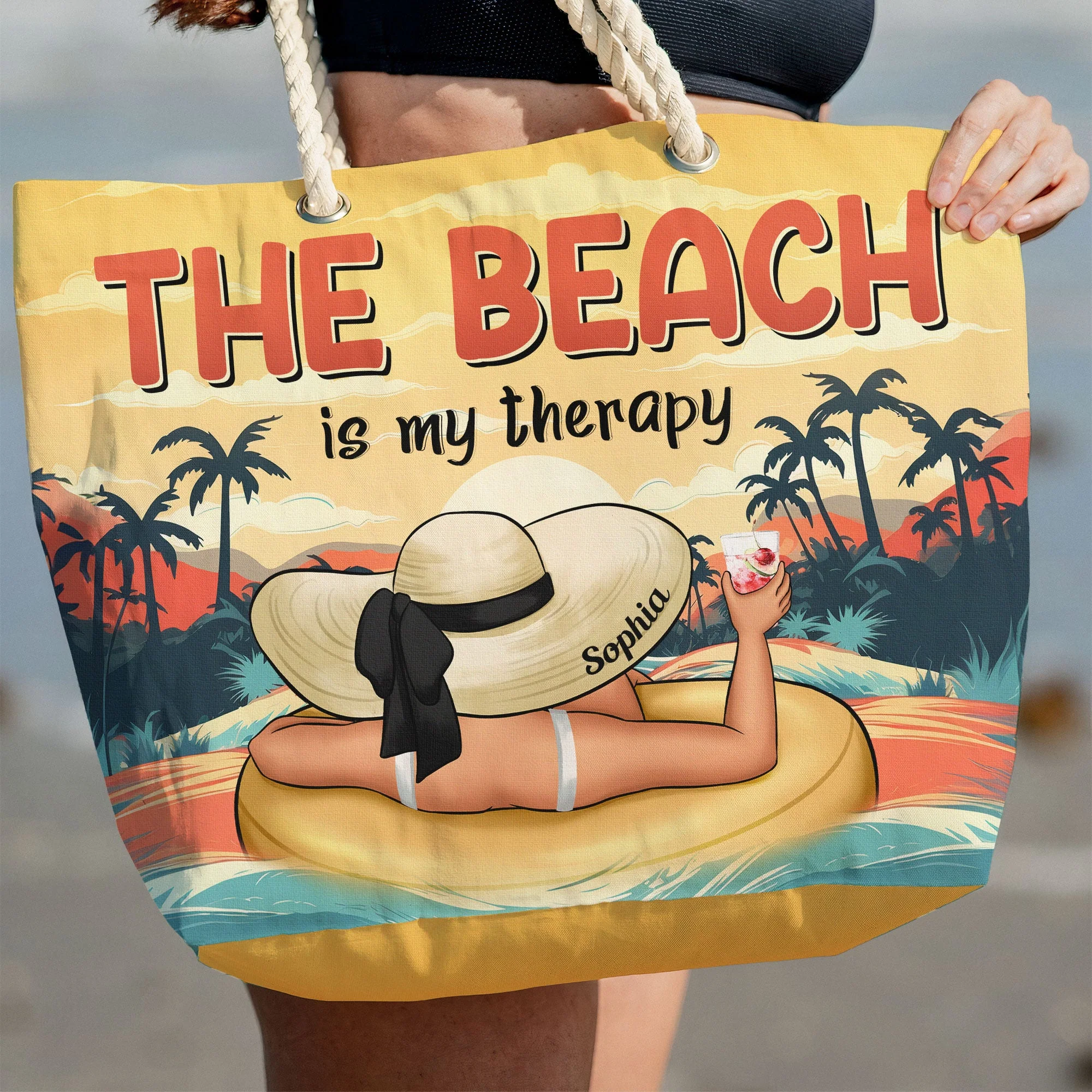 Beach Is My Therapy - Personalized Beach Bag - Image 4