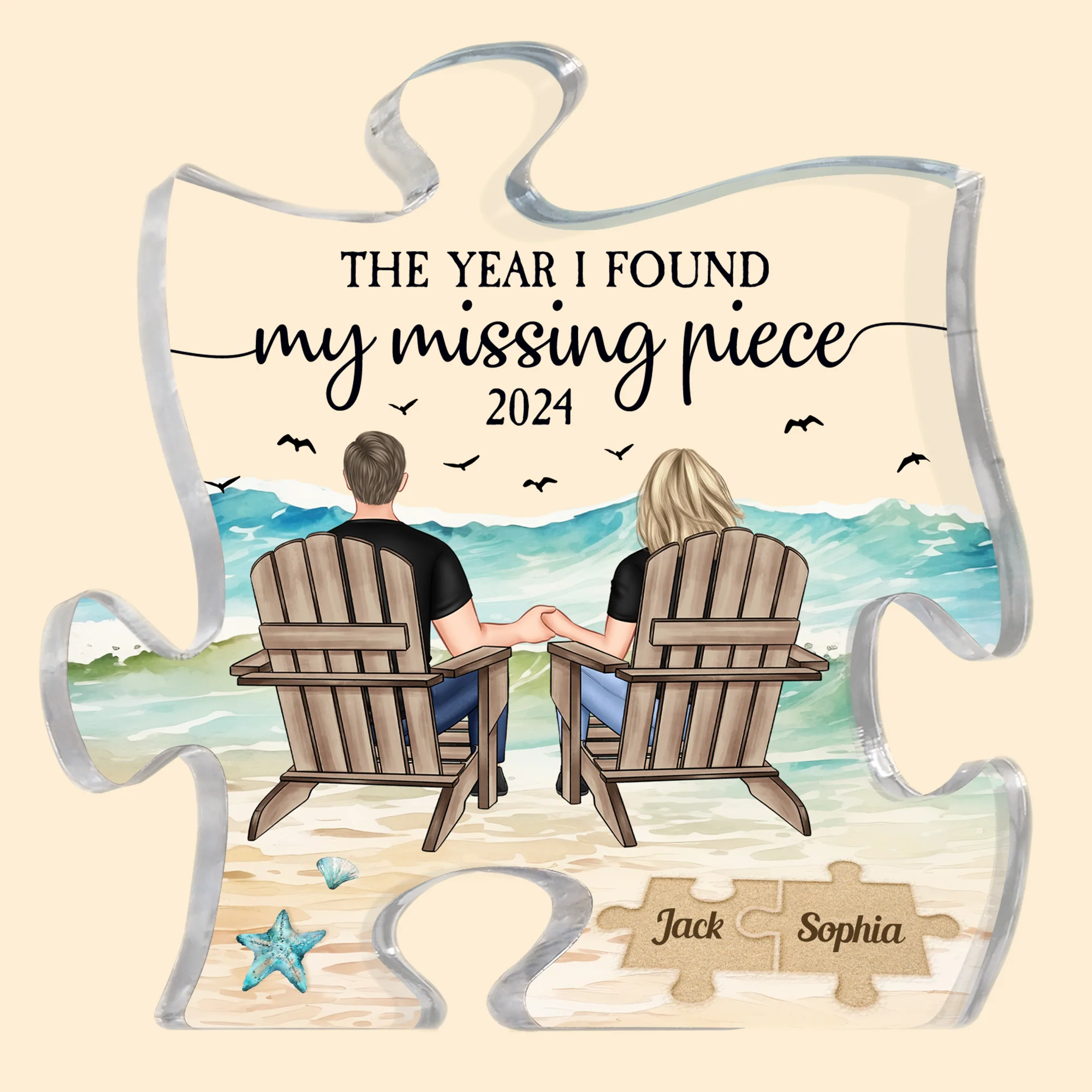 Beach Scene The Year I Found My Missing Piece - Personalized Acrylic Plaque - Image 2
