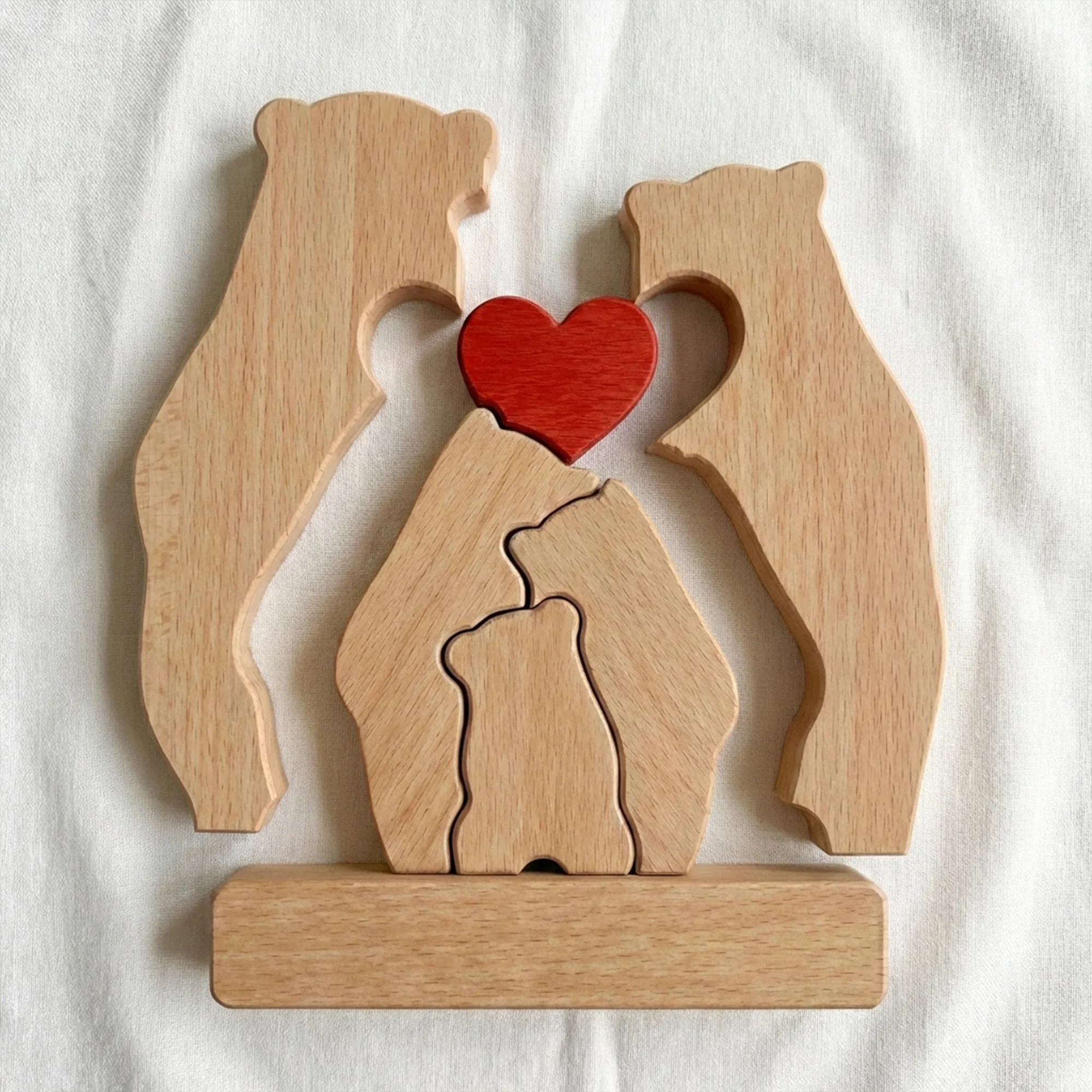 Bear Family, Mama Bear, Daddy Bear & Baby Cubs - Floral Style - Personalized Wooden Family Puzzle - Image 4
