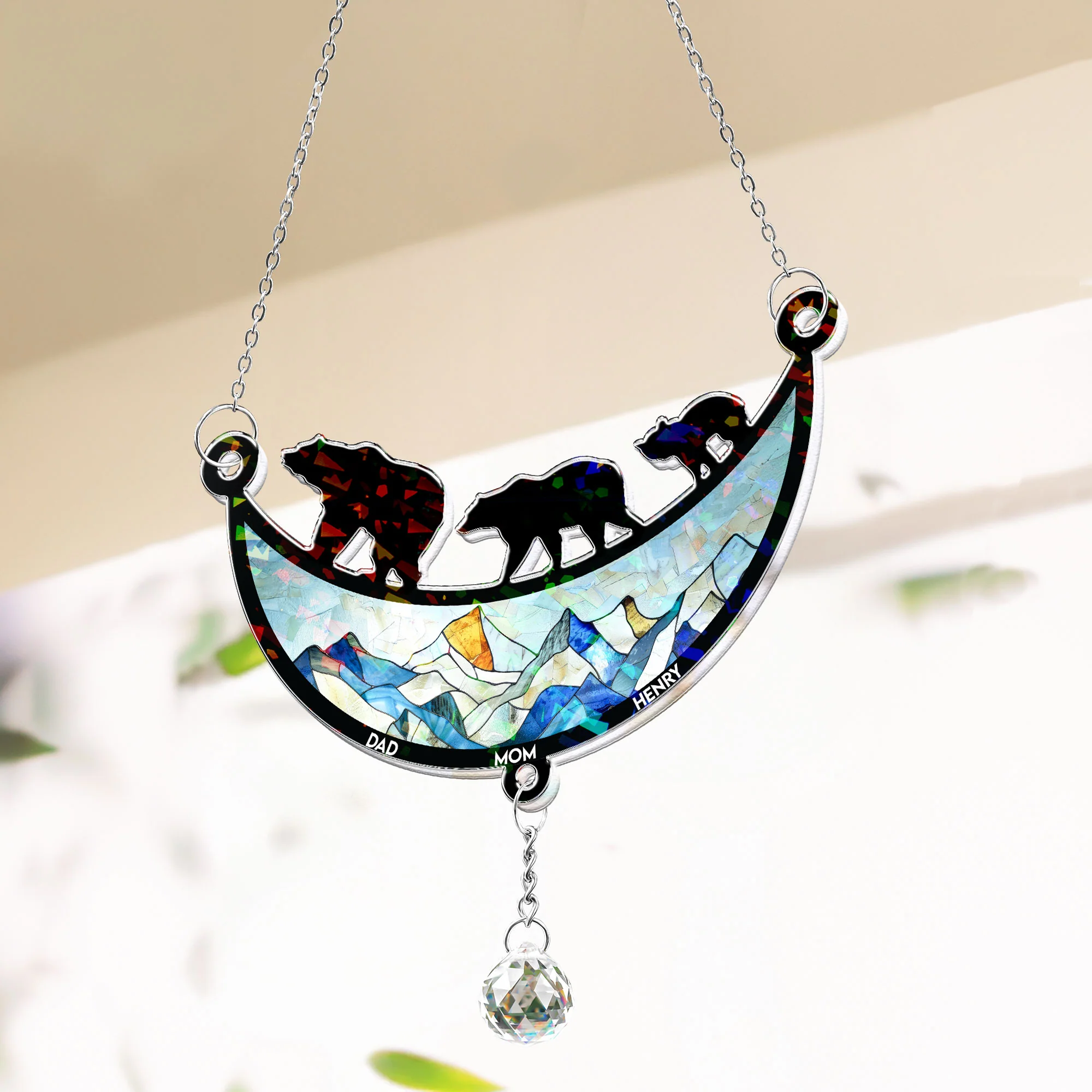 Bear Family - Personalized Acrylic Suncatcher With Crystal Ball Prism - Image 3