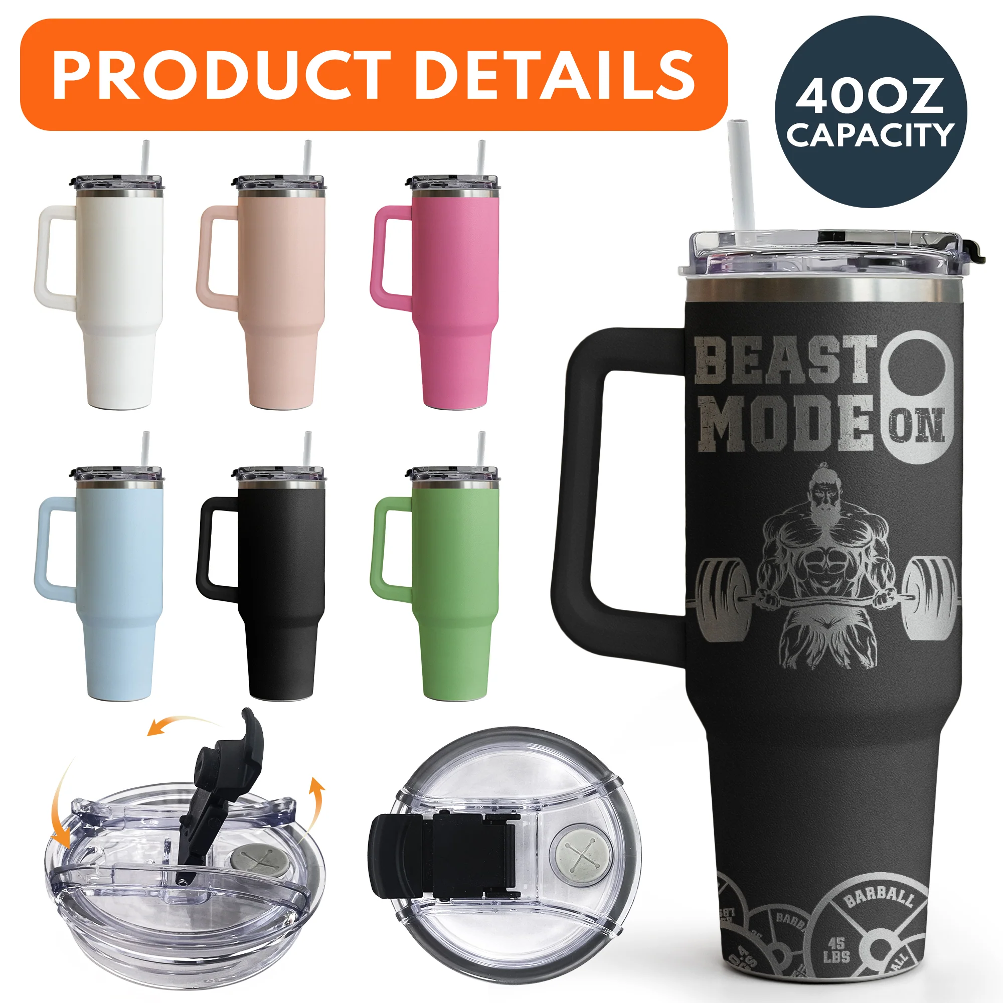 Beast Mode On - Personalized 40oz Tumbler - Image 5