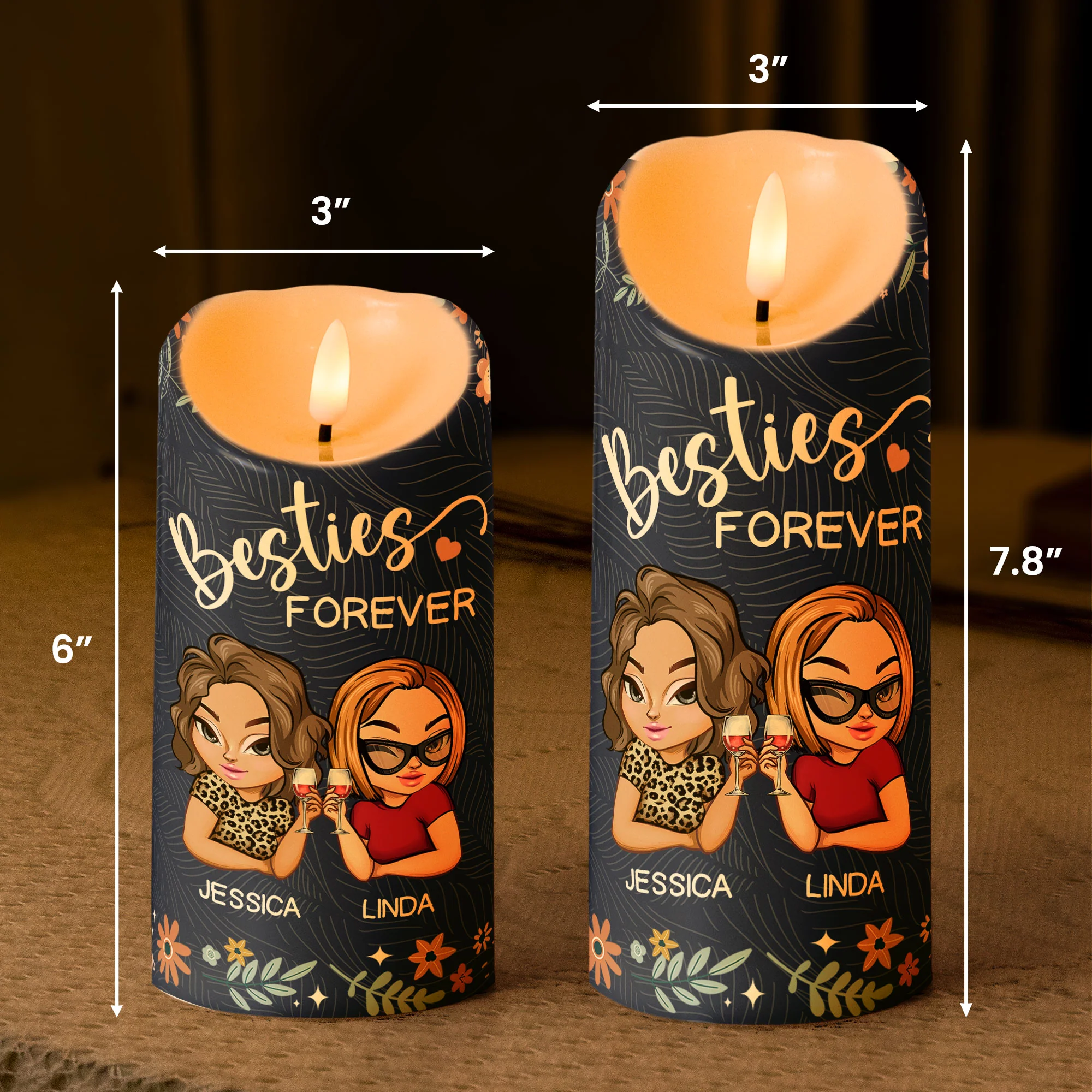 Because Of You I Laugh A Little Harder Friendship Gift - Personalized LED Candle - Image 5