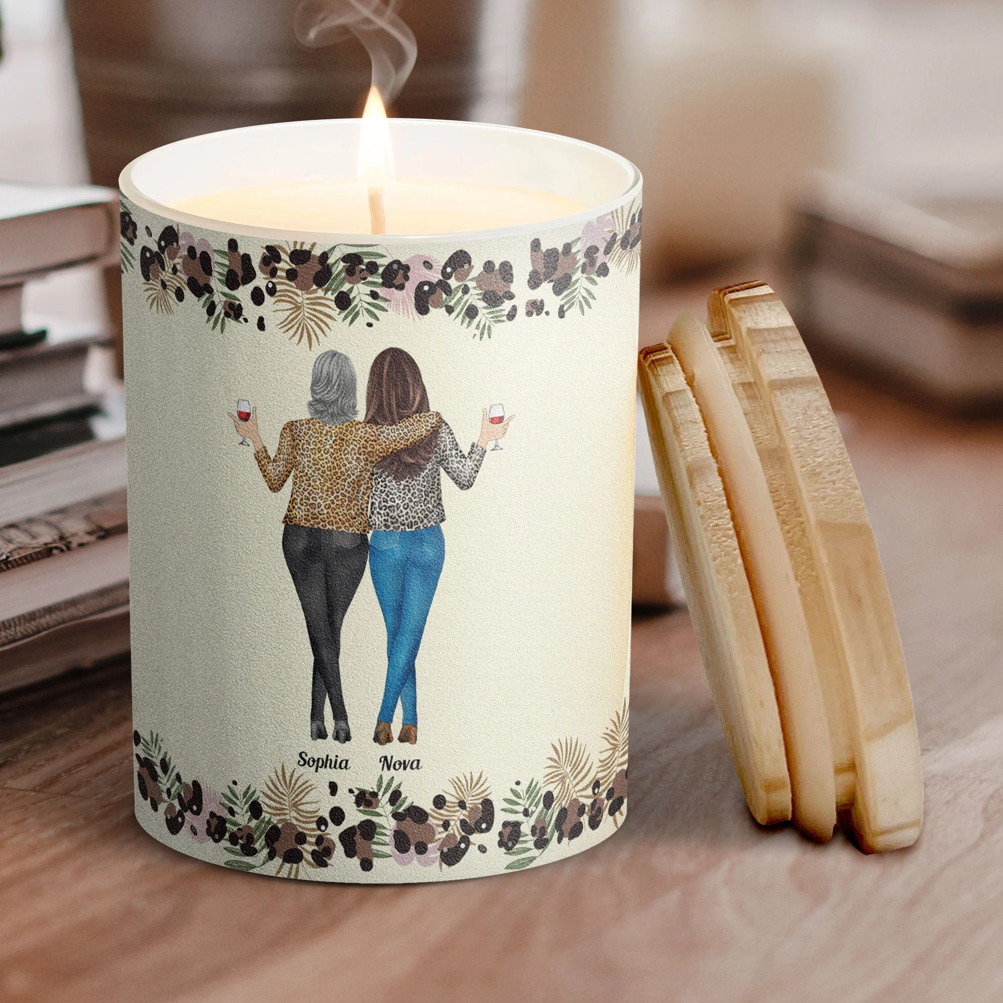 Because Of You I Laugh A Little Harder Friendship - Personalized Candle - Image 5