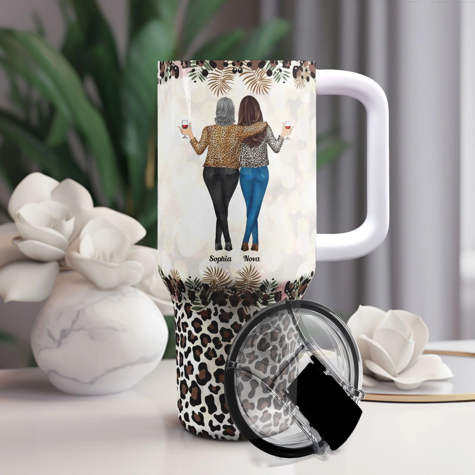Because Of You I Laugh A Little Harder - Personalized 40oz Tumbler With Straw - Image 2