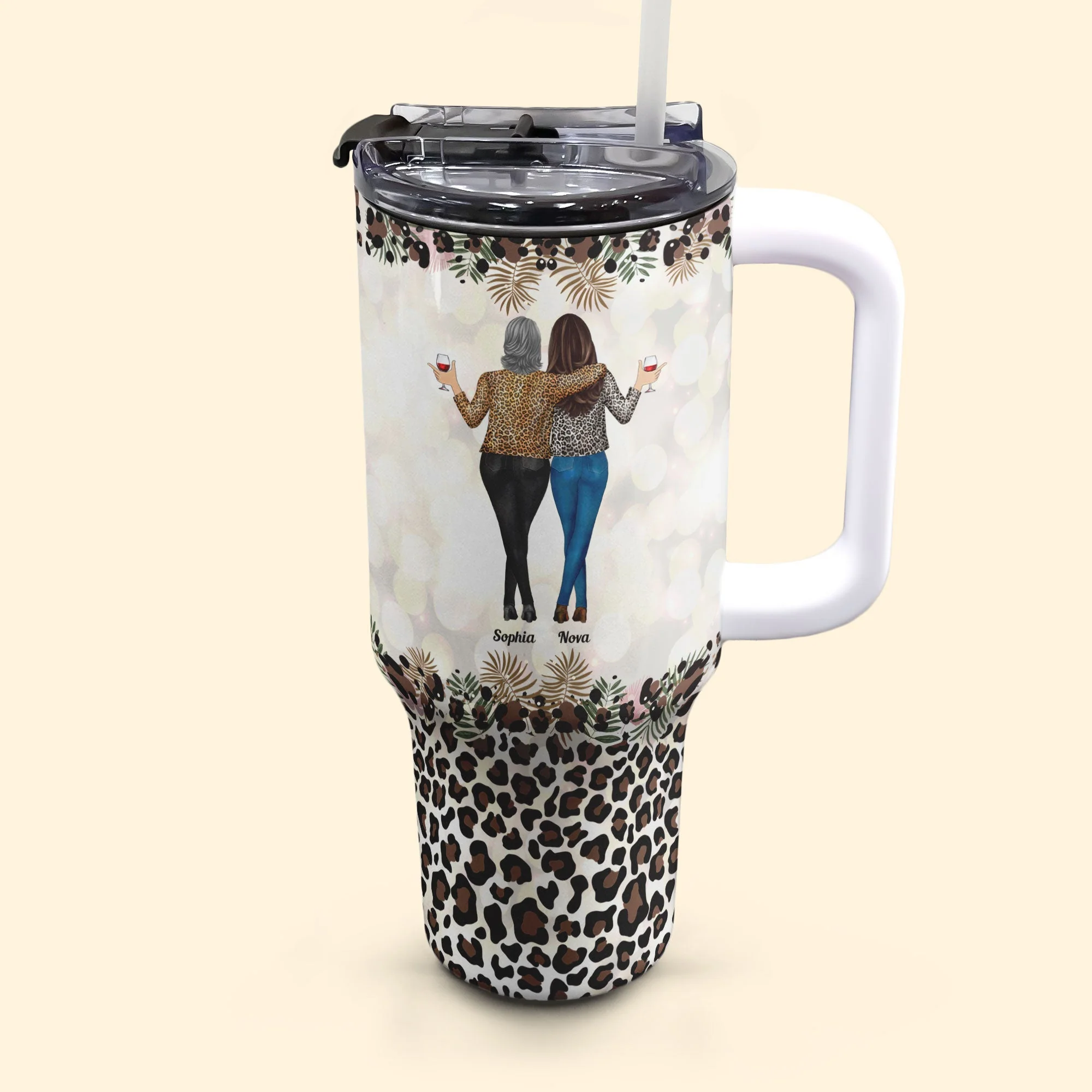 Because Of You I Laugh A Little Harder - Personalized 40oz Tumbler With Straw - Image 4