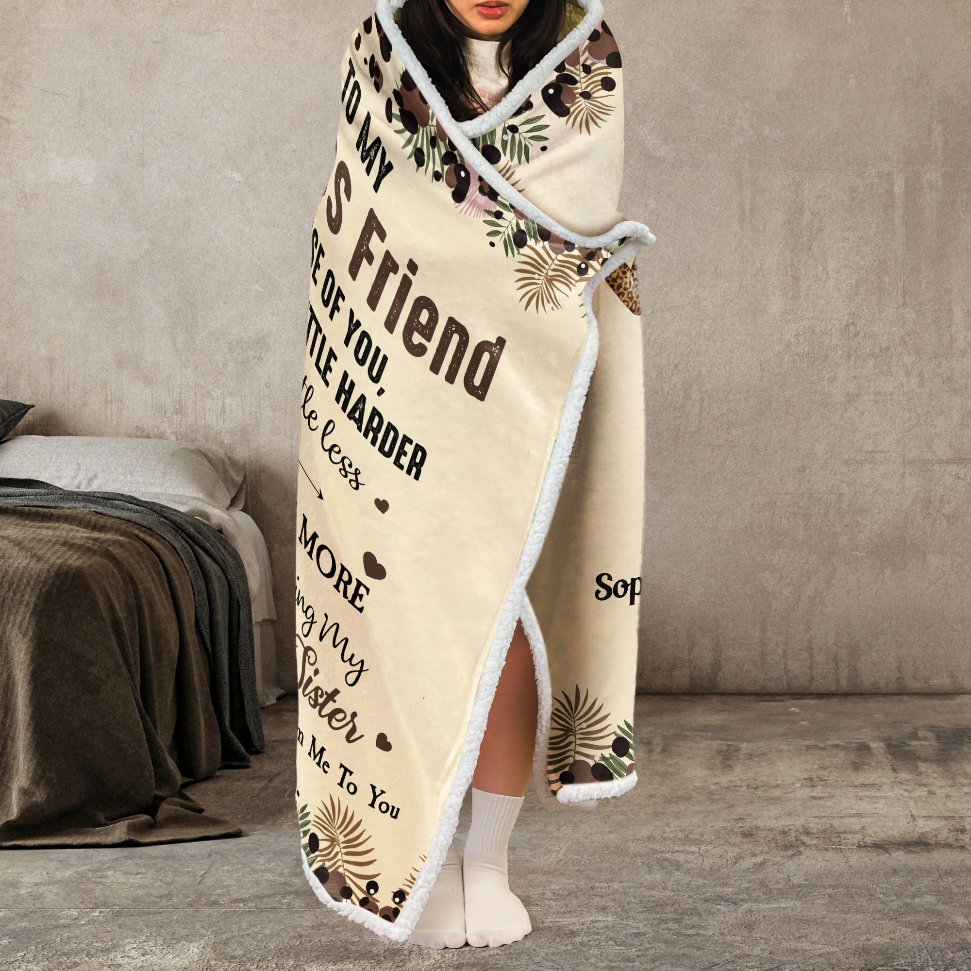 Because Of You, I Laugh A Little Harder - Personalized Wearable Blanket Hoodie - Image 4