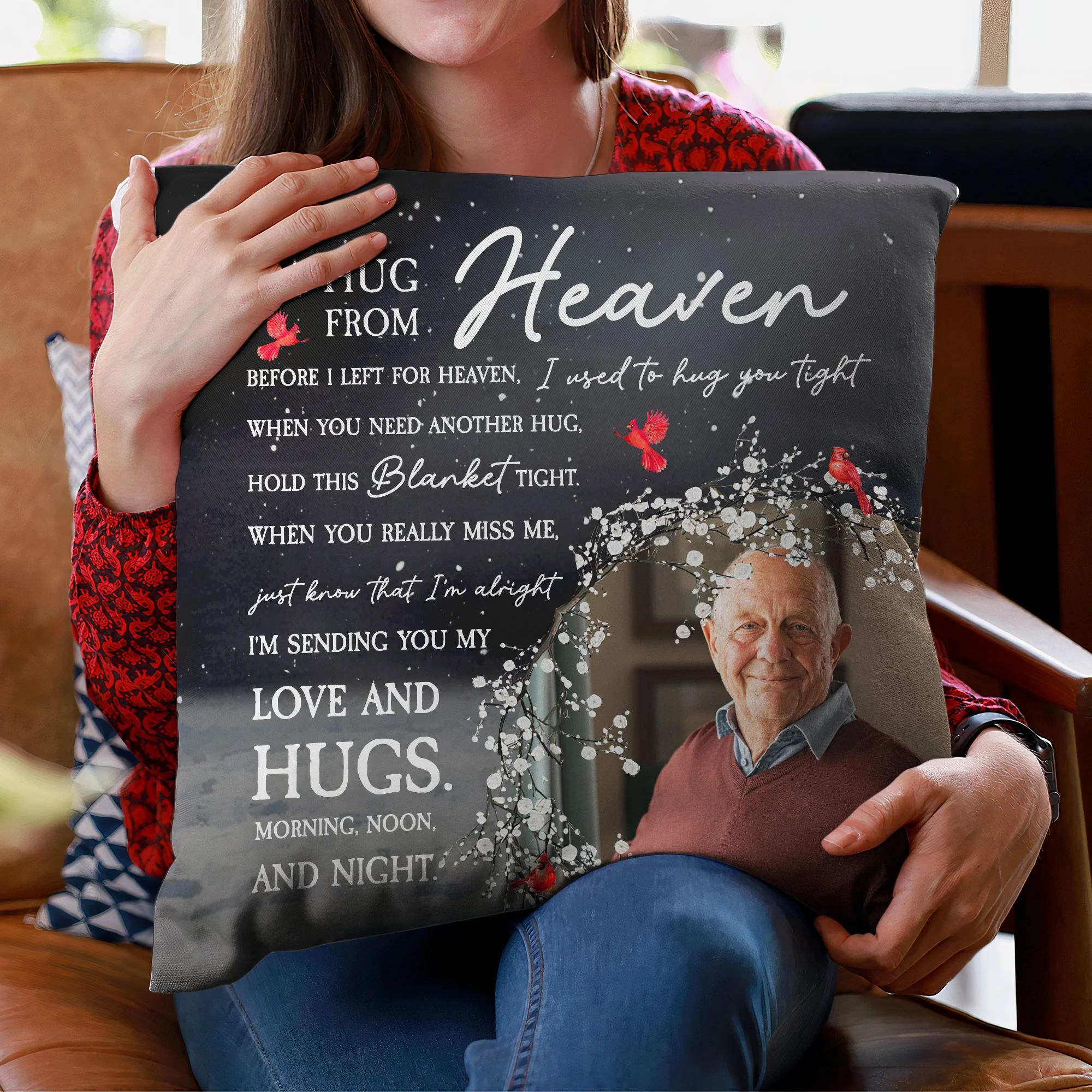 Before I Left For Heaven I Used To Hug You Tight - Personalized Photo Pillow - Image 5