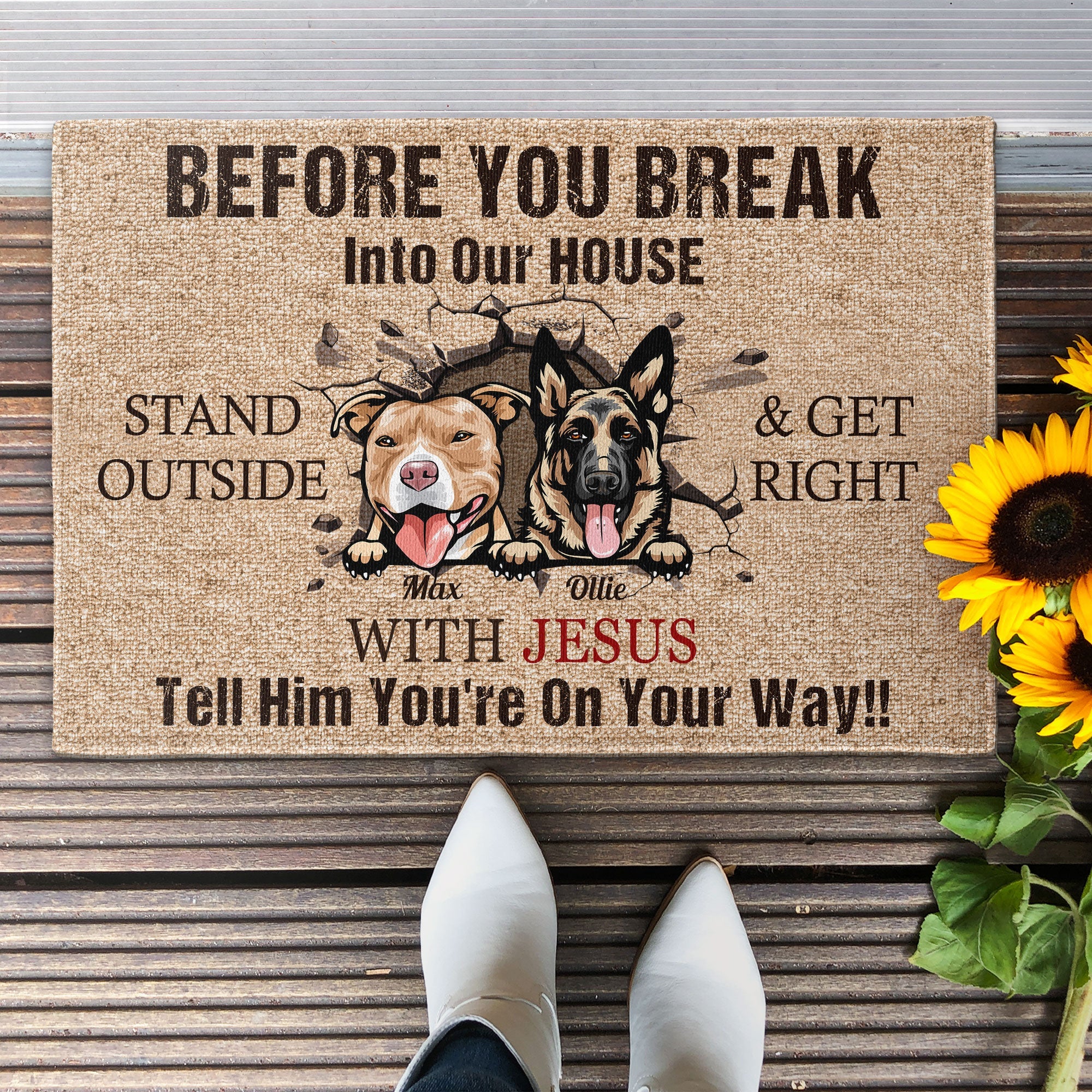 Before You Break In To Our House - Personalized Doormat - Birthday, Loving Gift For Dog Lover, Dog Owner, Dog Dad, Dog Mom - Image 2