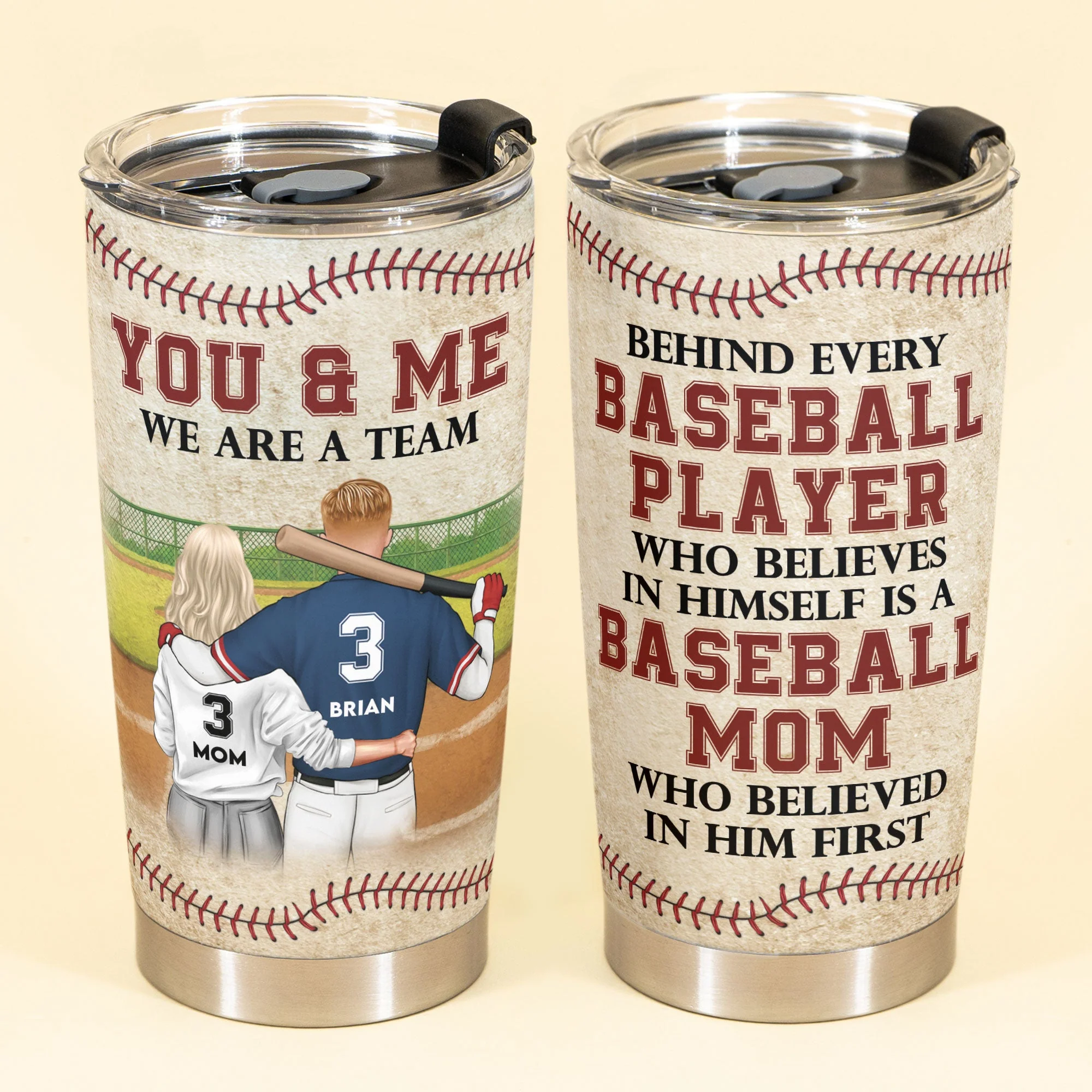 Behind Every Baseball Player - Personalized Tumbler Cup - Birthday, Loving, Christmas Gift For Baseball Players, Sons, Mom, Grandma, Grandsons, Boyfriends, Girlfriends - Image 2