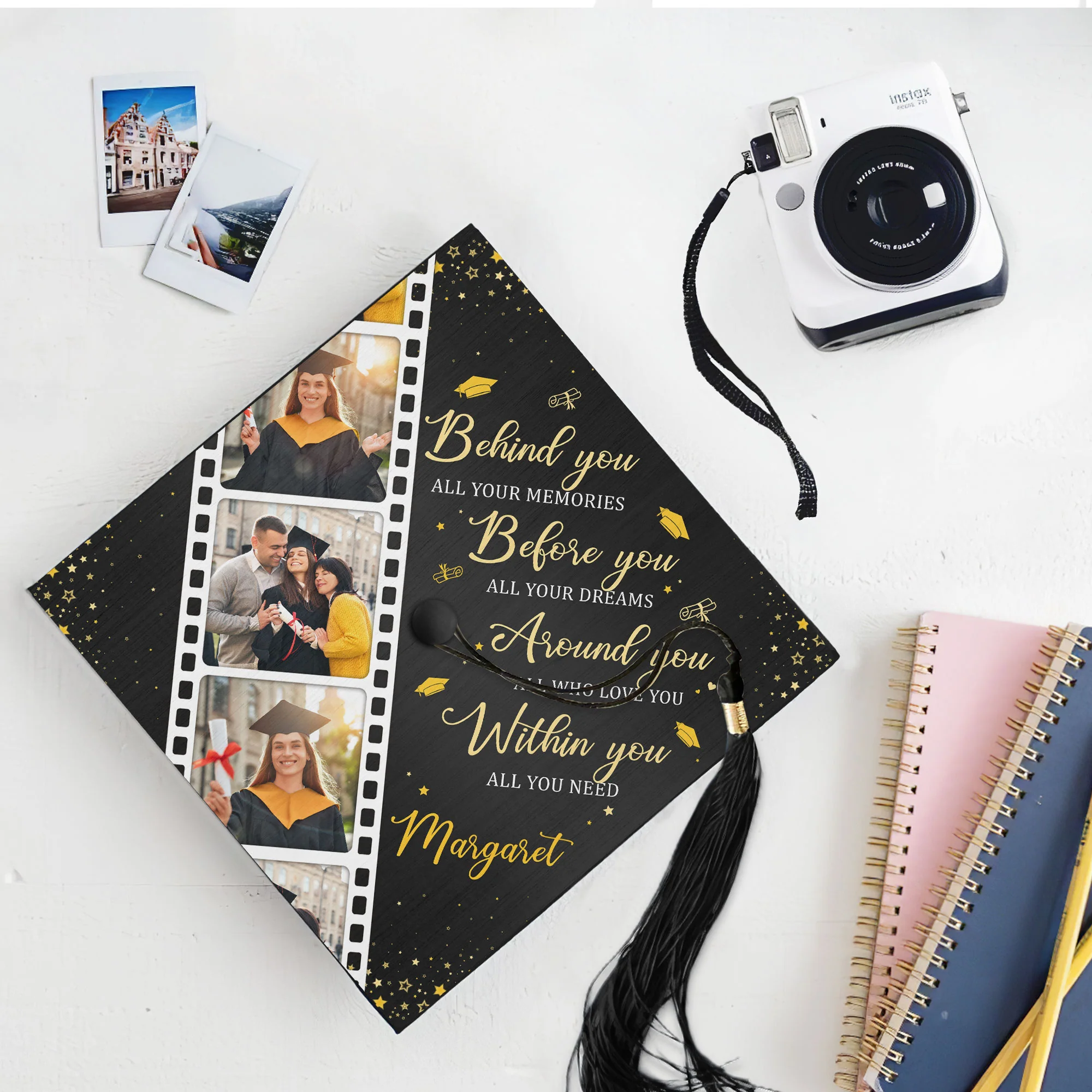 Behind You All Your Memories - Personalized Photo Graduation Cap Topper - Image 2