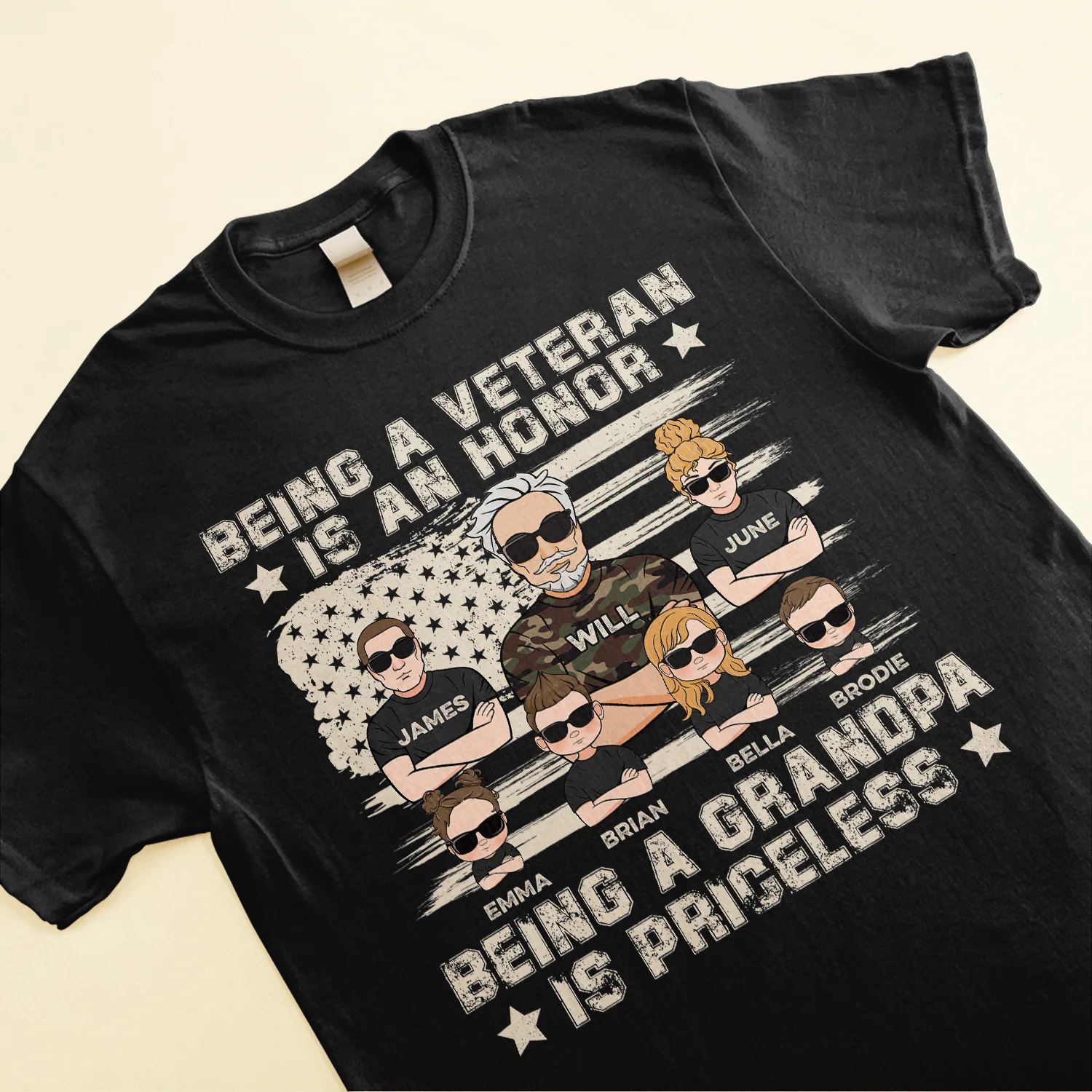 Being A Grandpa Is Priceless - Personalized Shirt - Father's Day, Birthday Gift For Veteran, Army Dad, Grandpa, Grandfather - From Son, Daughter, Granddaughters, Grandsons - Image 3