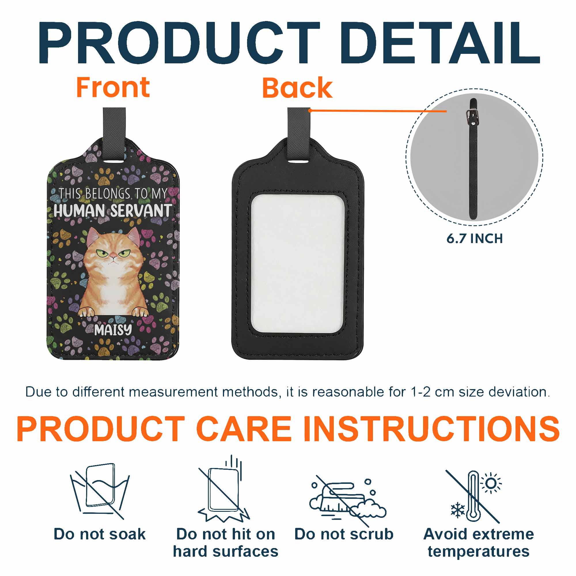 Belongs To My Human Servant - Personalized Luggage Tag - Image 4