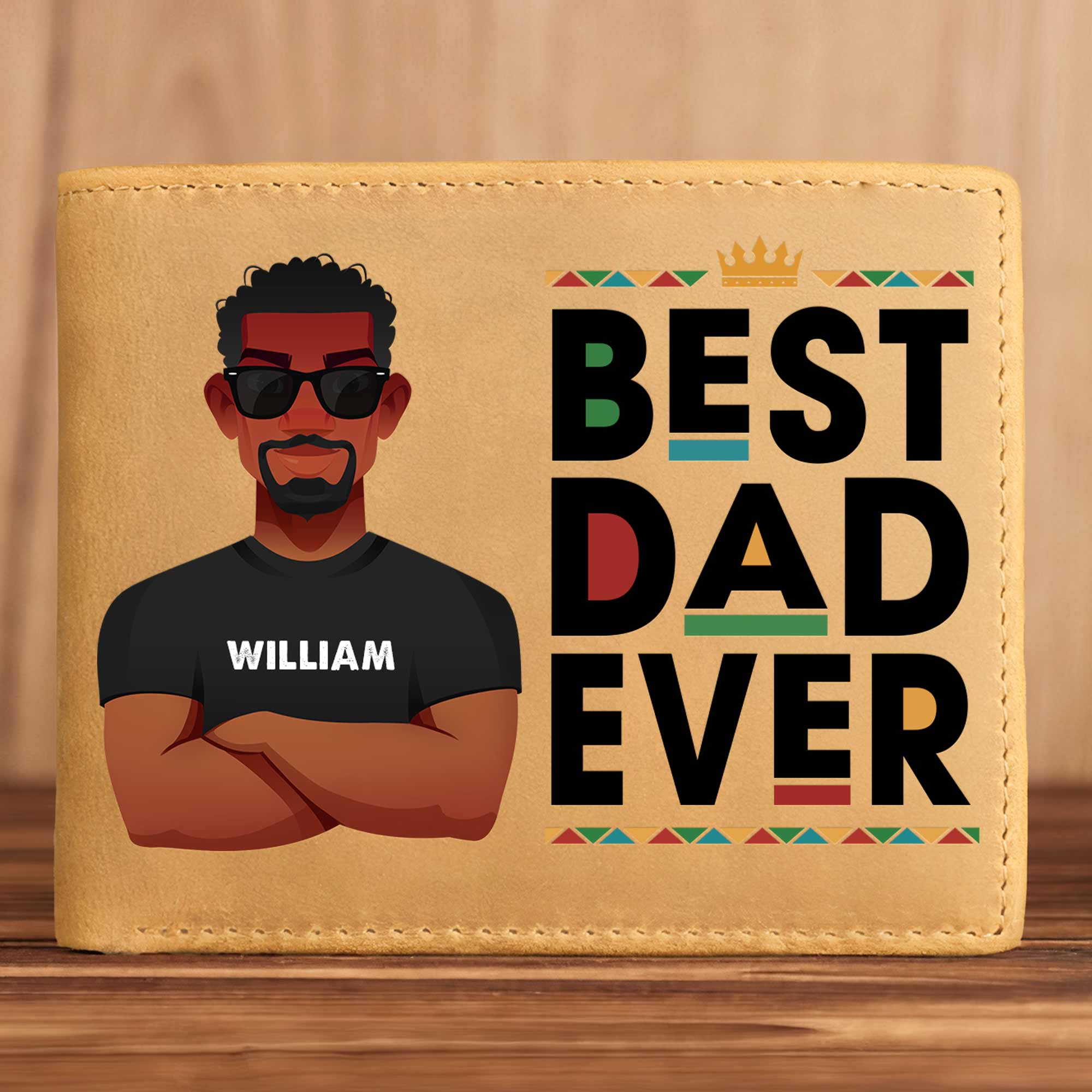 Best Black Dad Ever - Personalized Leather Wallet - Image 3