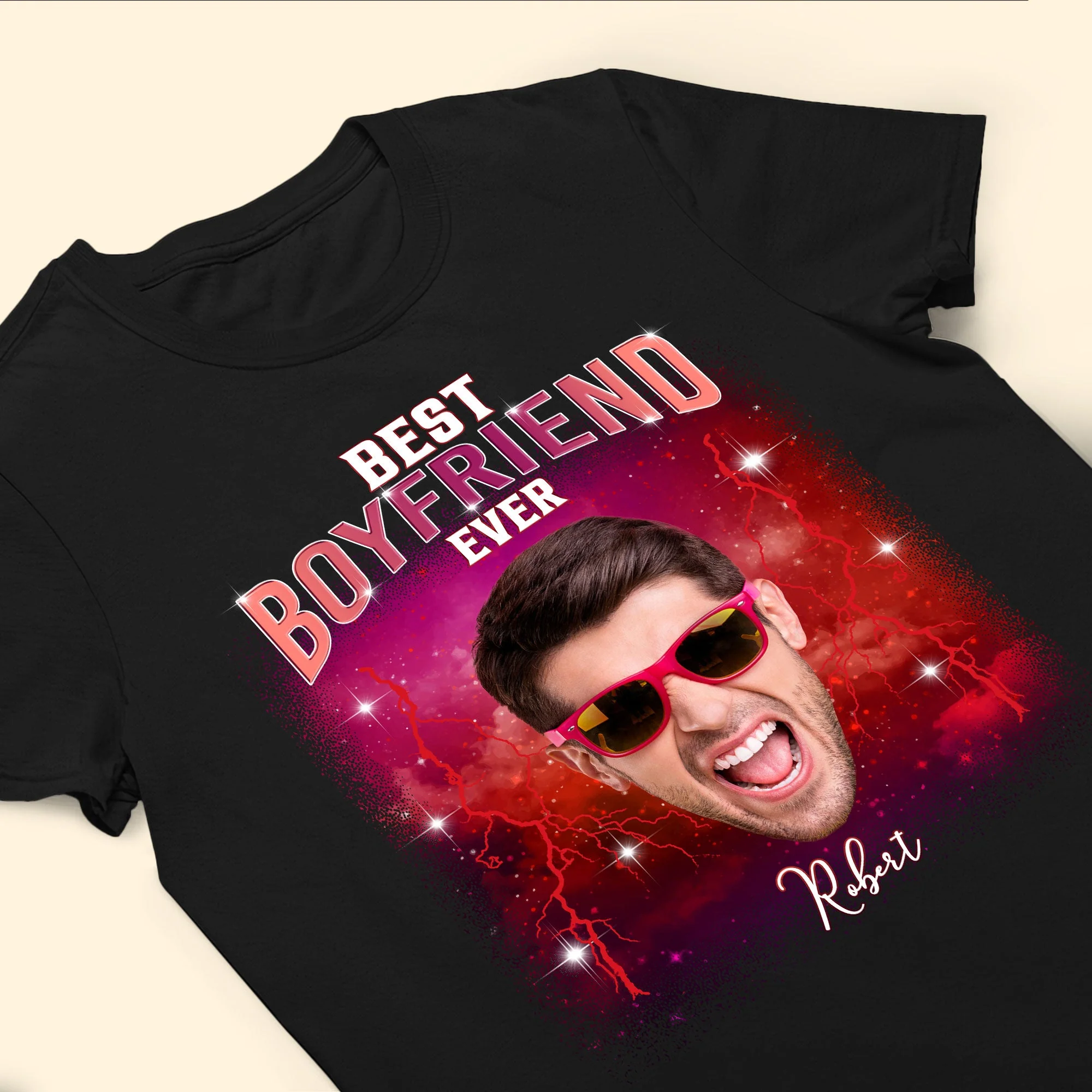Best Boyfriend Ever Custom Funny Face Bootleg Tee - Personalized Photo Shirt - Image 6
