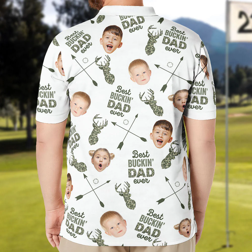 Best Buckin' Dad Ever - Personalized Photo Polo Shirt - Image 6