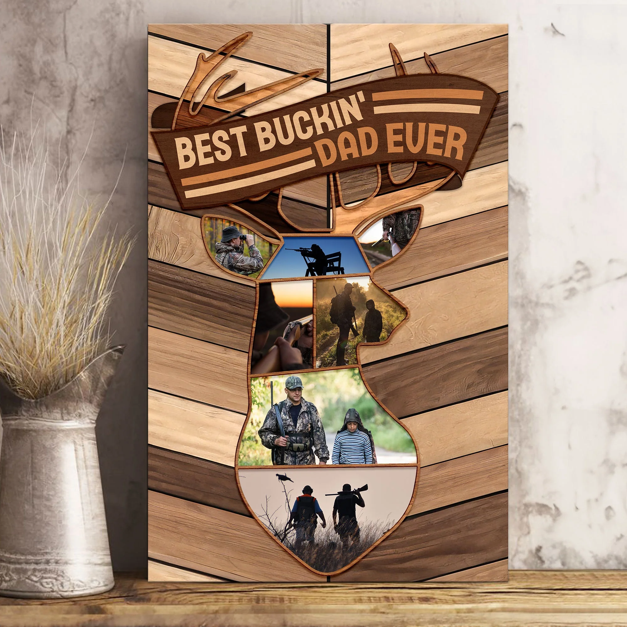 Best Buckin' Dad Ever - Personalized Photo Wrapped Canvas - Image 2