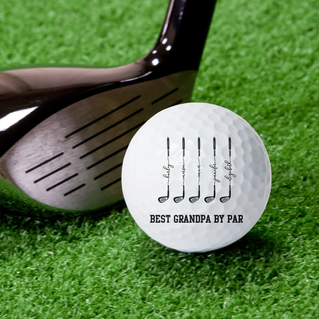Best Dad By Par, Best Grandpa By Par - Personalized Golf Ball - Image 4