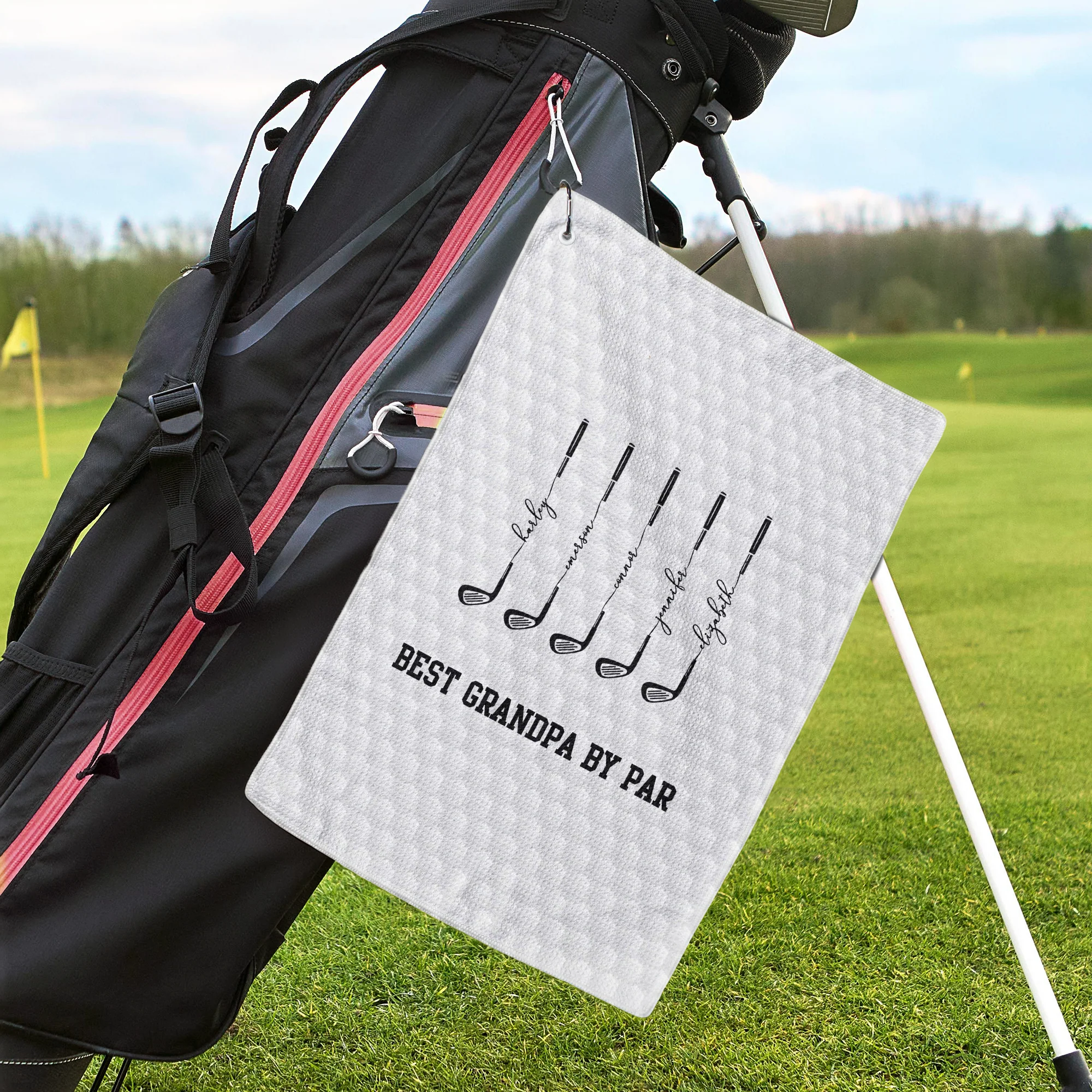 Best Dad By Par, Best Grandpa By Par - Personalized Golf Towel - Image 2