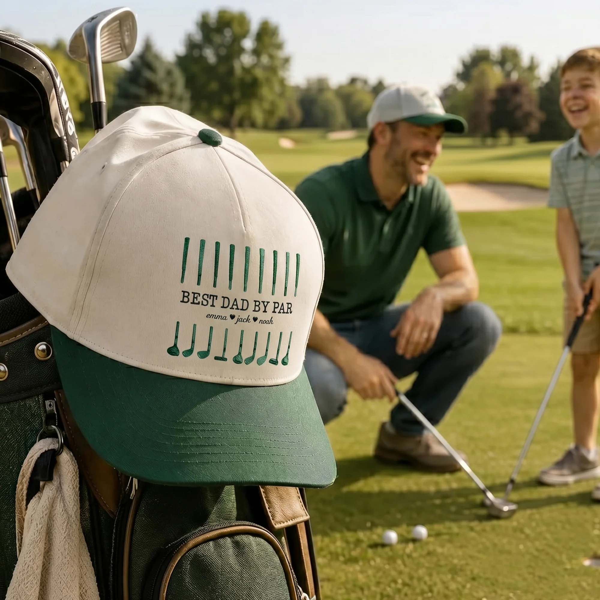 Best Dad By Par Custom Name Golf Dad Father's Day Gift For Dad, Husband - Personalized Classic Cap - Image 2