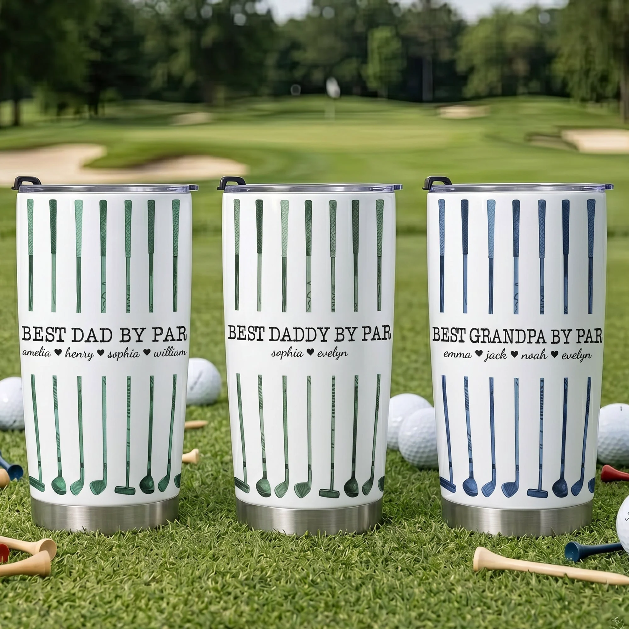 Best Dad By Par Custom Name Golf Dad Father's Day Gift For Dad, Husband - Personalized Tumbler Cup