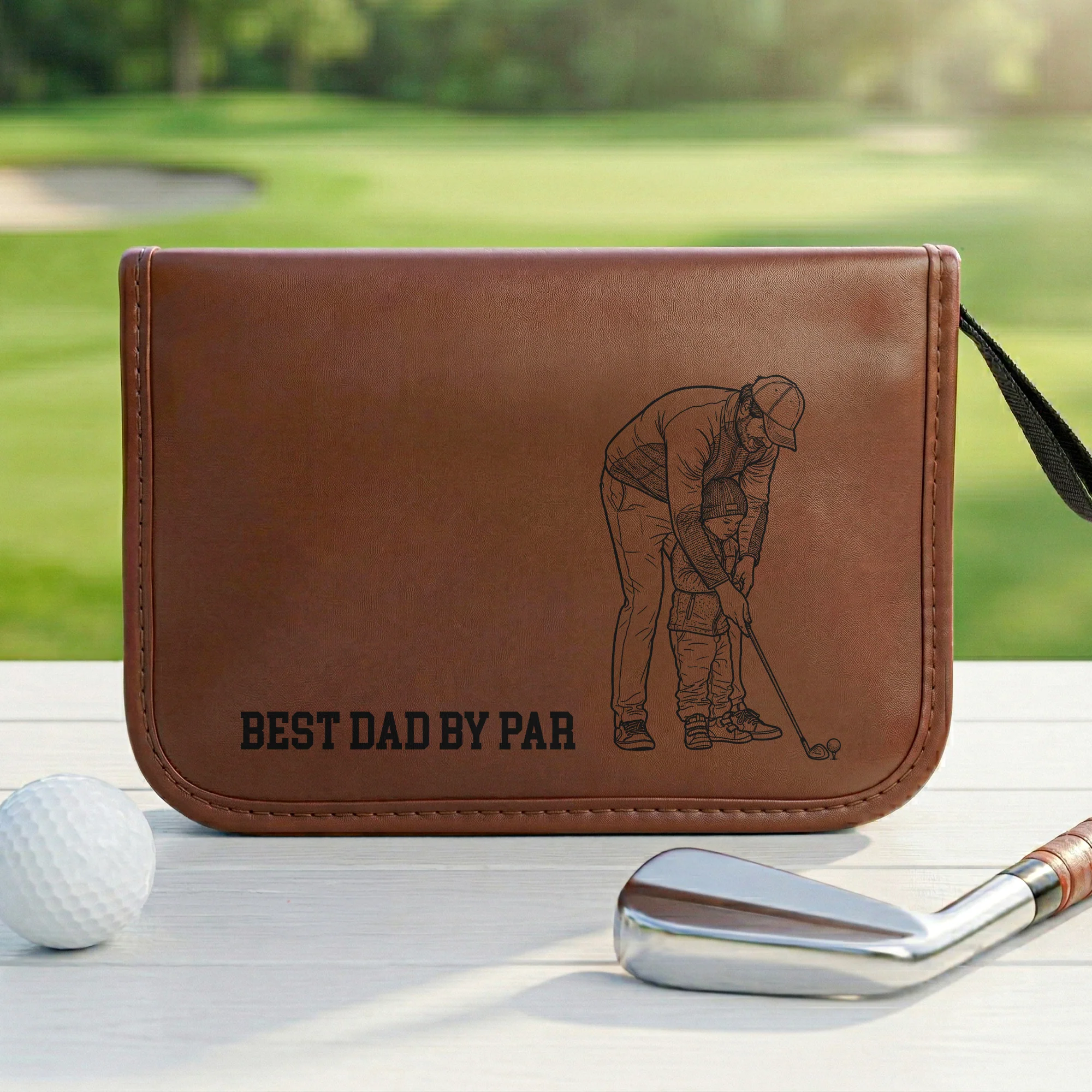 Best Dad By Par Custom Photo Sketch Line Art - Personalized Golf Bag - Image 2