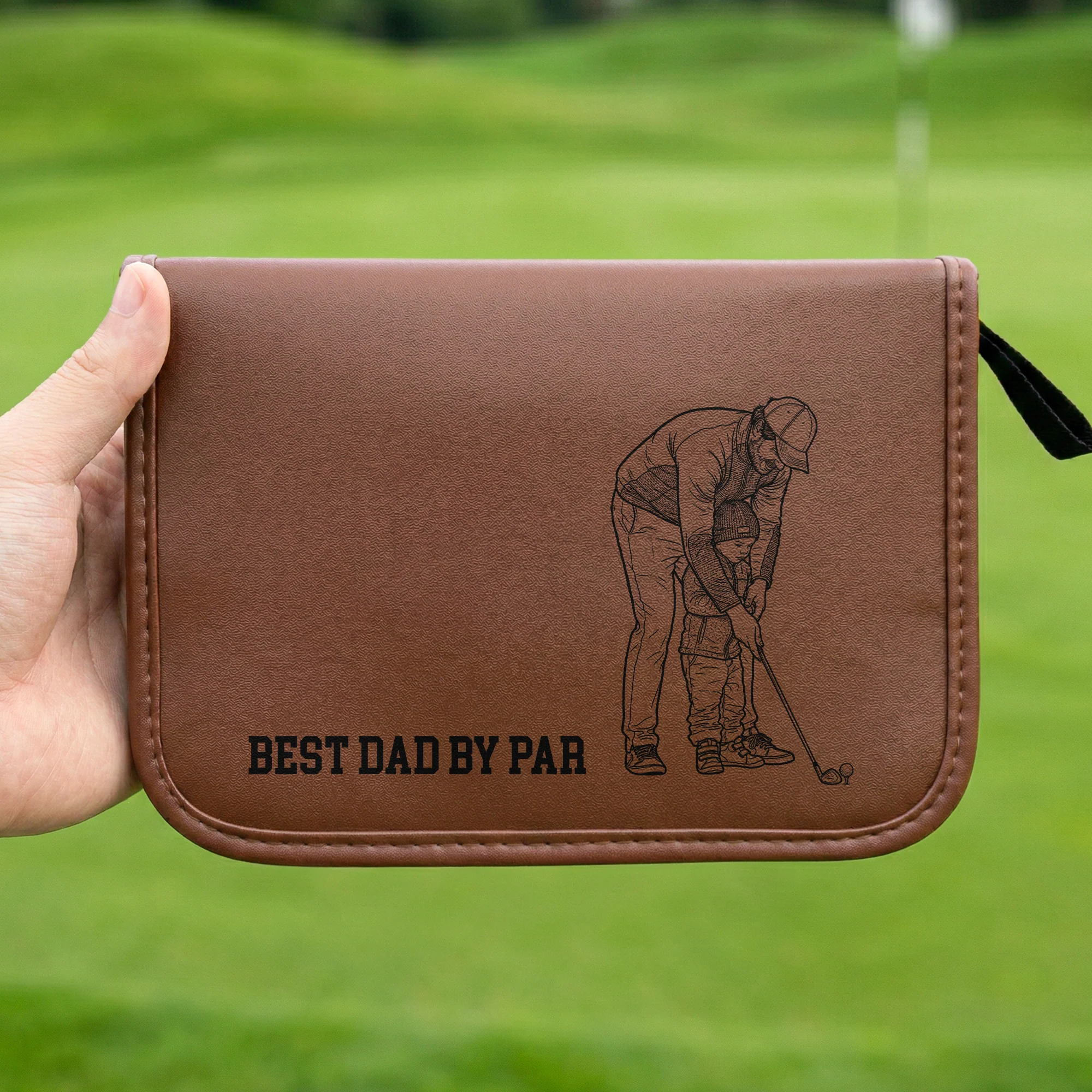 Best Dad By Par Custom Photo Sketch Line Art - Personalized Golf Bag - Image 4