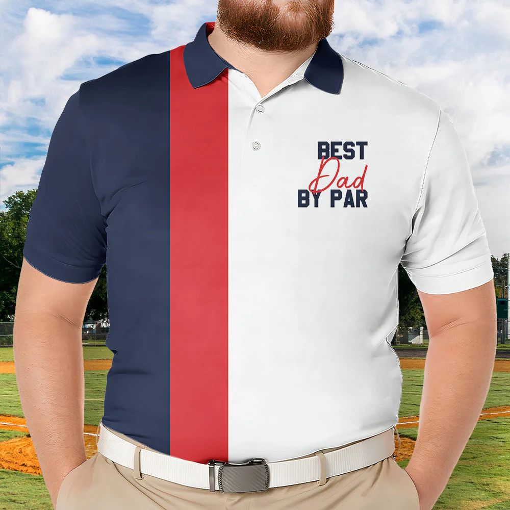 Best Dad By Par Golf Polo Gift For Golf Dad - Custom Golf Shirt - Image 2
