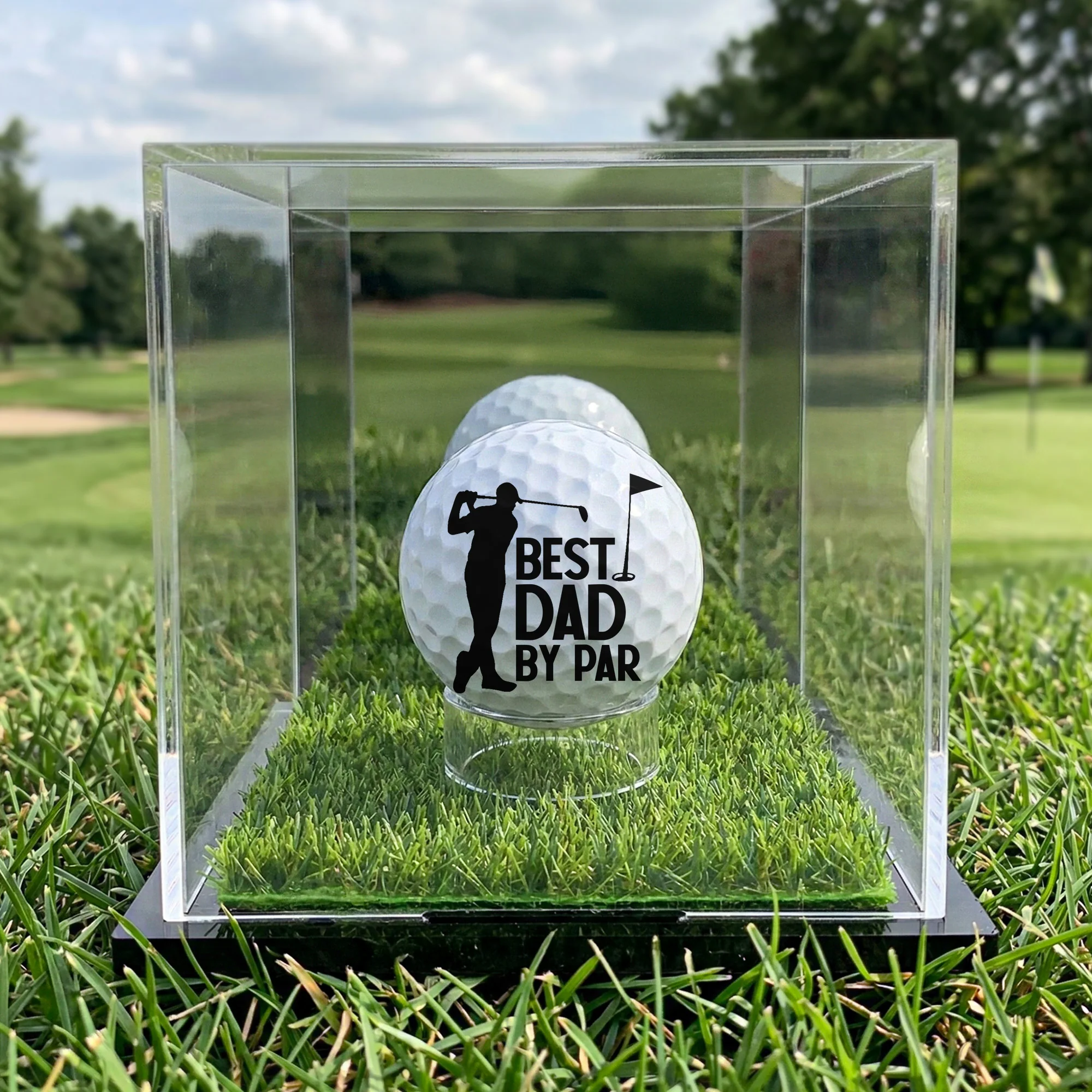 Best Dad By Par Grandpa Papa Husband Golf Gift - Personalized Photo Golf Ball - Image 2