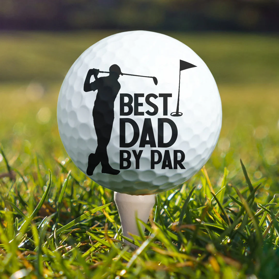 Best Dad By Par Grandpa Papa Husband Golf Gift - Personalized Photo Golf Ball - Image 4