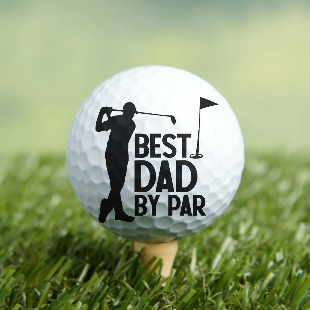 Best Dad By Par Grandpa Papa Husband Golf Gift - Personalized Photo Golf Ball - Image 6