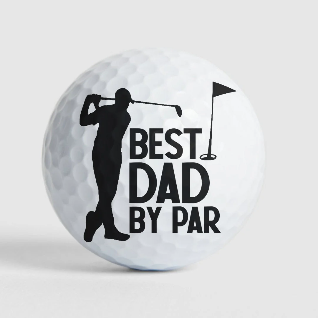 Best Dad By Par Grandpa Papa Husband Golf Gift - Personalized Photo Golf Ball - Image 8