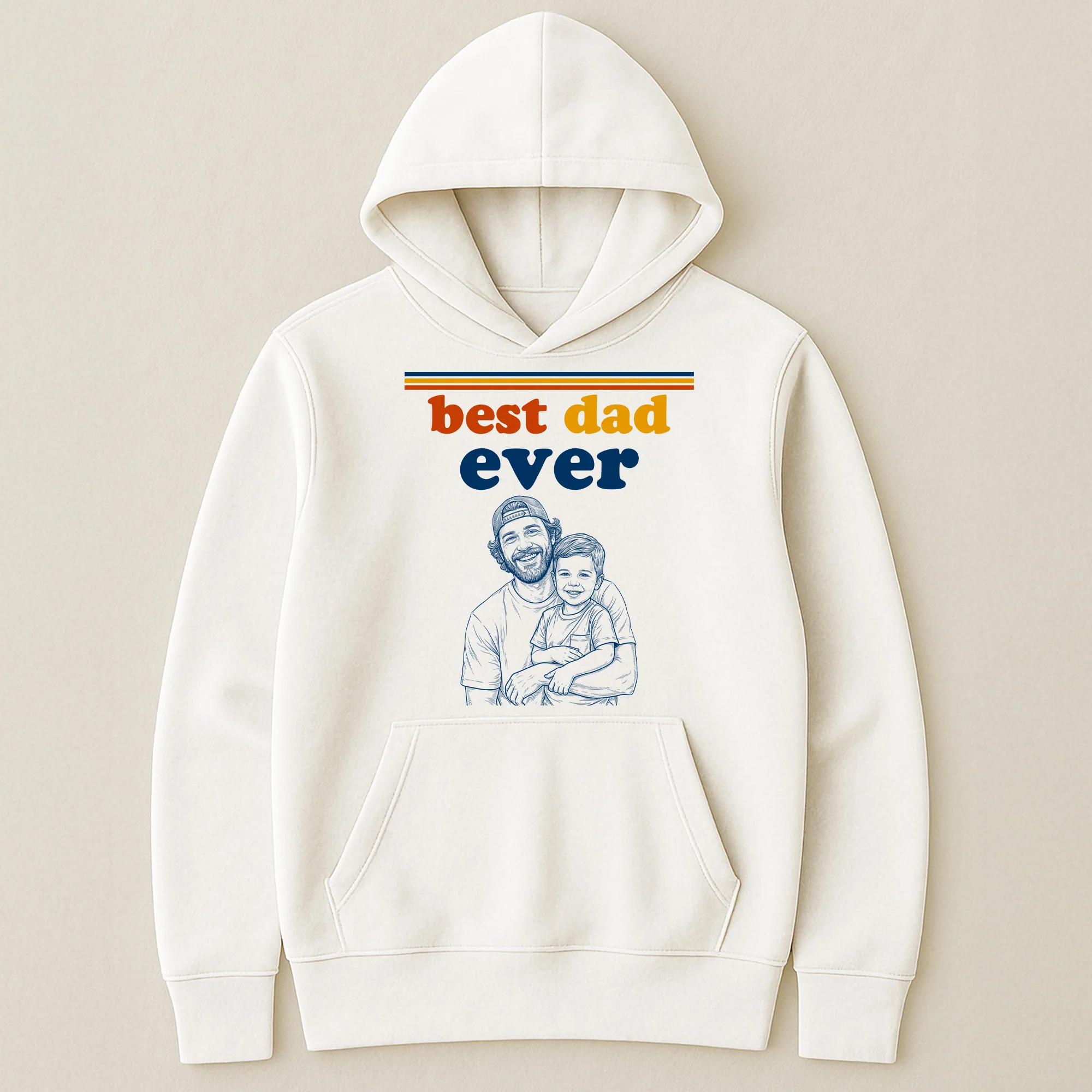 Best Dad Custom Photo Sketch Line Art Vintage Retro Style - Personalized Shirt - Image 6