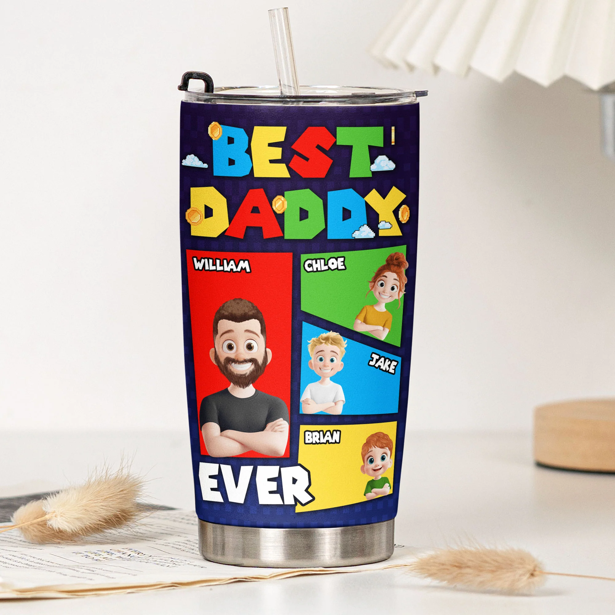 Best Dad Ever Arcade Theme - Personalized Tumbler - Image 4