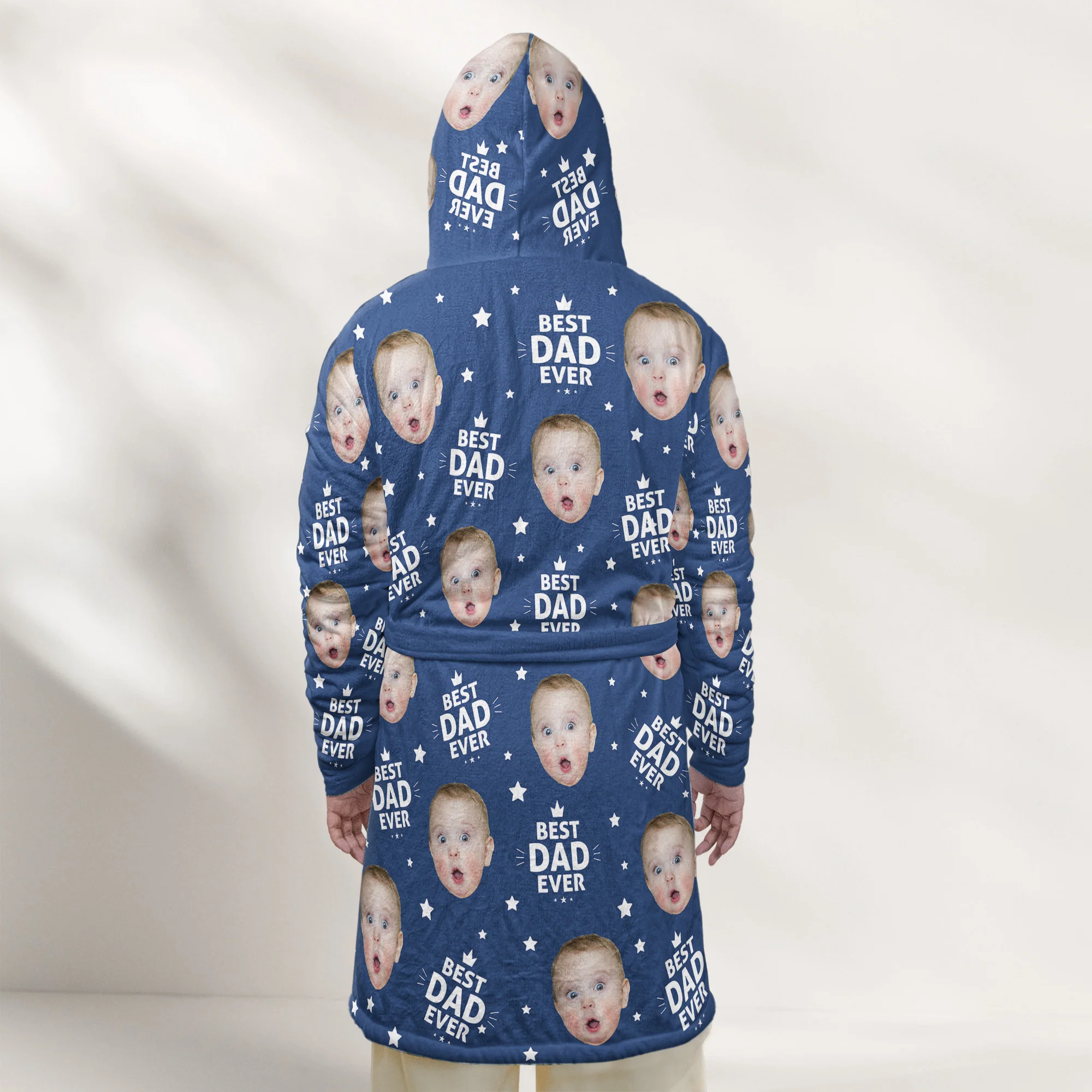 Best Dad Ever, Best Mom Ever, Best Papa Ever, Best Grandma Ever - Personalized Photo Hooded Robe - Image 4