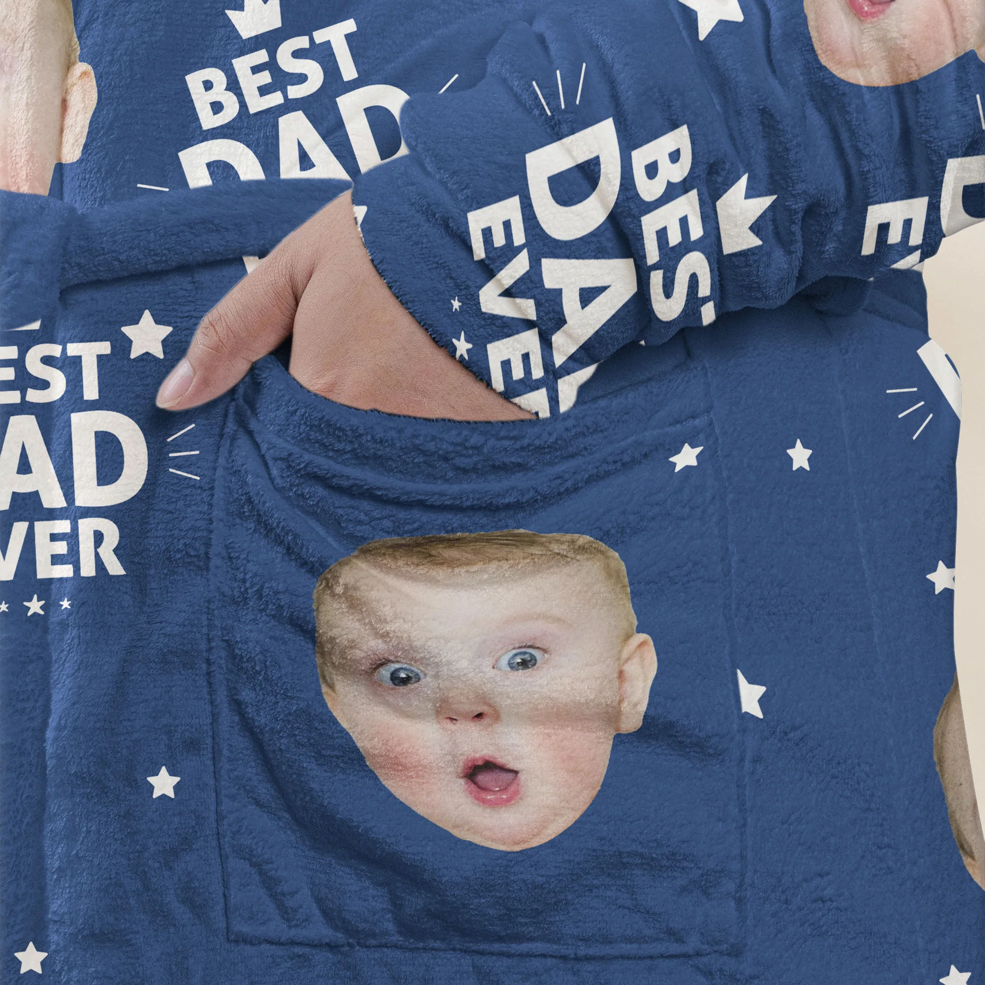 Best Dad Ever, Best Mom Ever, Best Papa Ever, Best Grandma Ever - Personalized Photo Hooded Robe - Image 5
