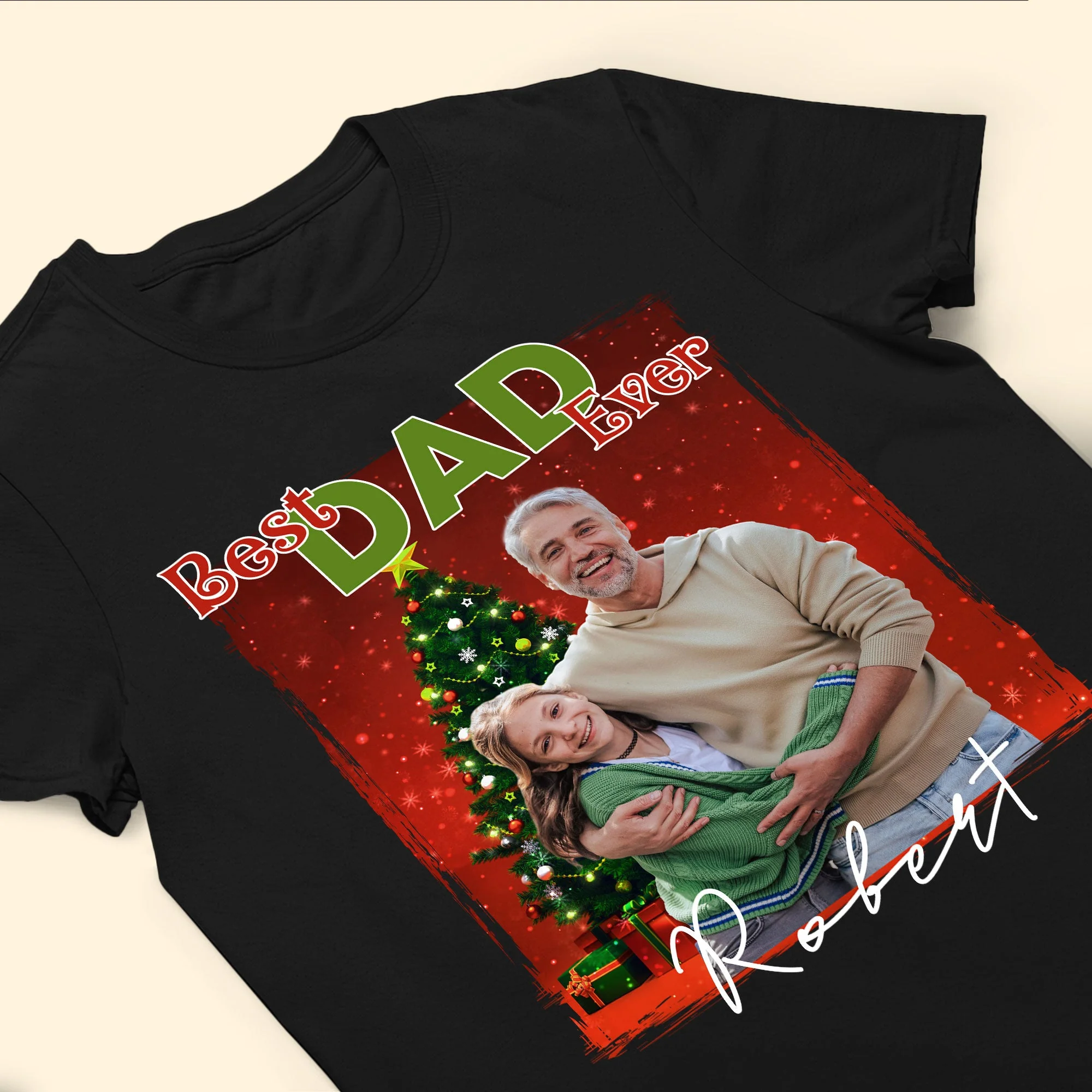 Best Dad Ever Christmas Gift For Dad Grandpa - Personalized Photo Shirt - Image 2