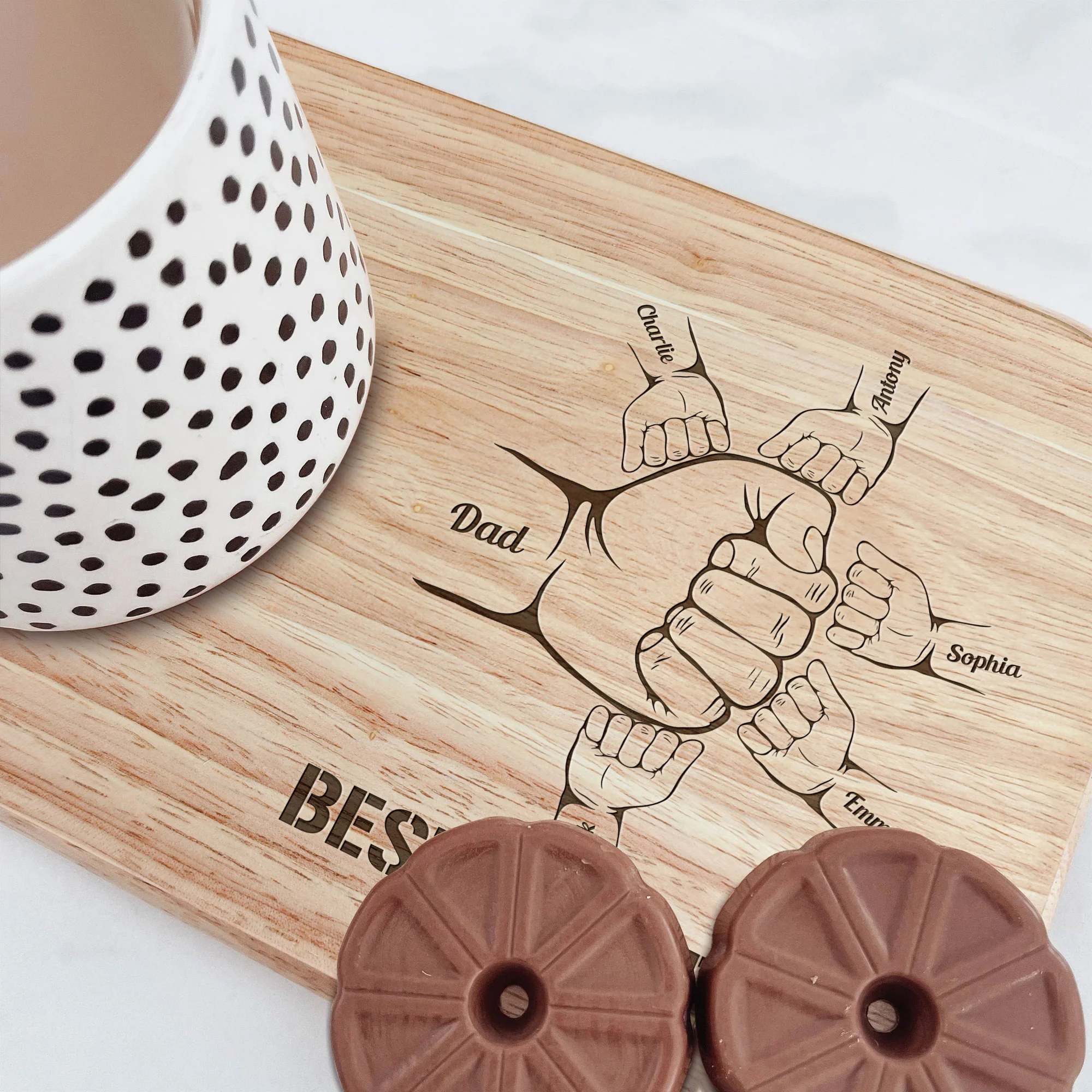 Best Dad Ever - Custom Engraved Wooden Tea & Biscuit Board - Image 2