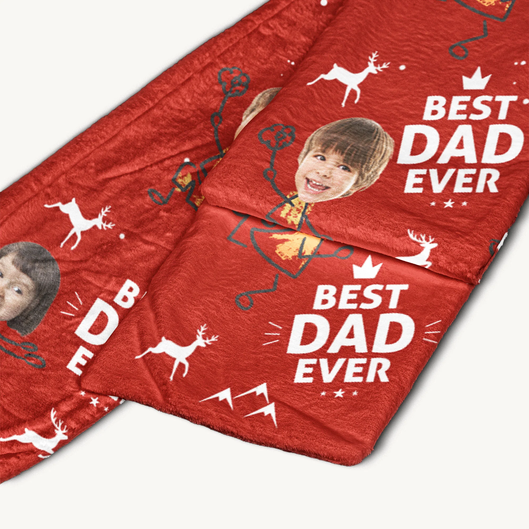 Best Dad Ever Custom Kid Faces - Personalized Fleece Scarf - Image 5