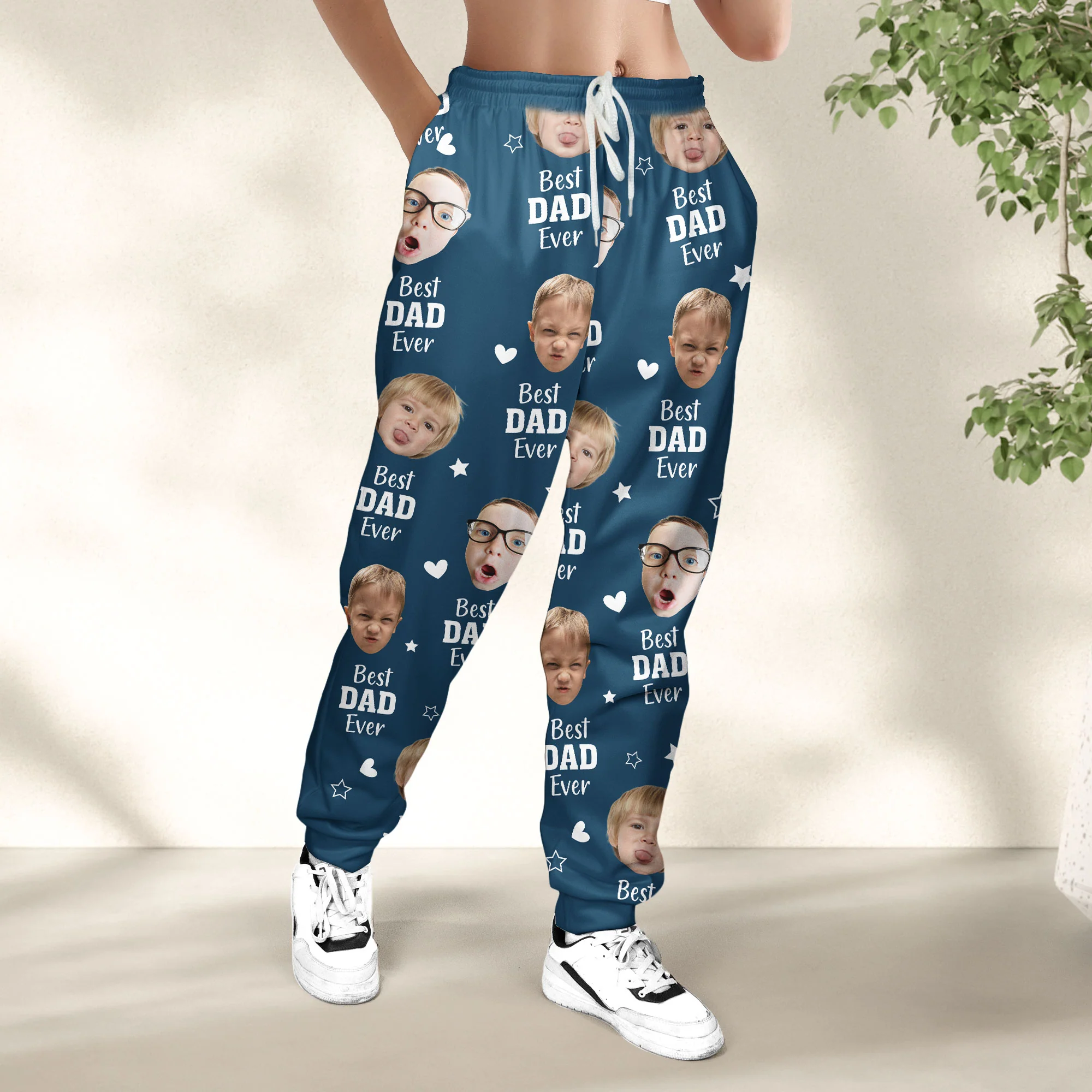 Best Dad Ever Custom Kids Faces - Personalized Photo Sweatpants - Image 6