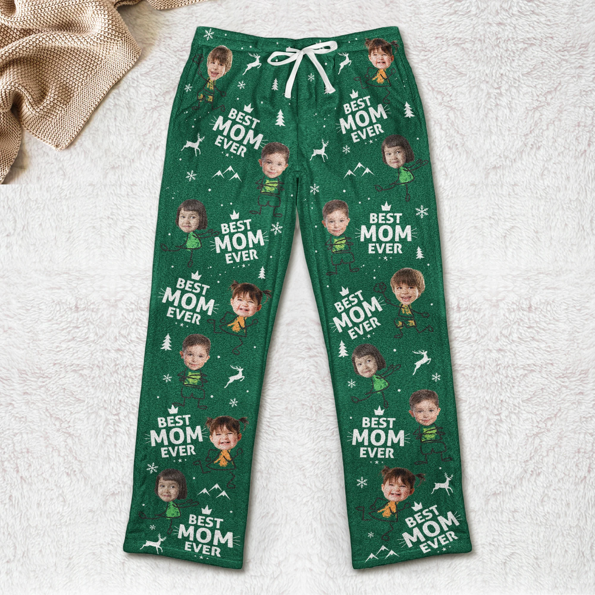 Best Dad Ever Custom Photo - Personalized Photo Fleece Pajamas Pants - Image 4