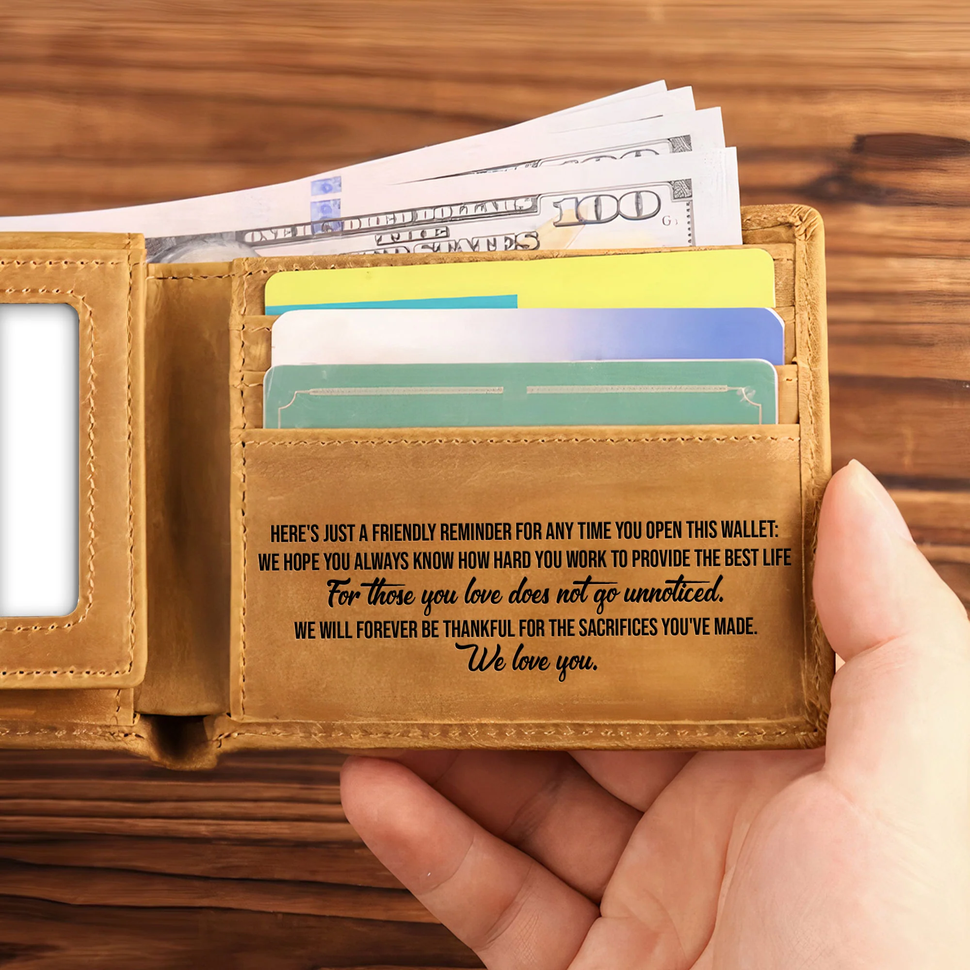 Best Dad Ever Father's Day Gift Custom Kids' Names - Personalized Leather Wallet - Image 2