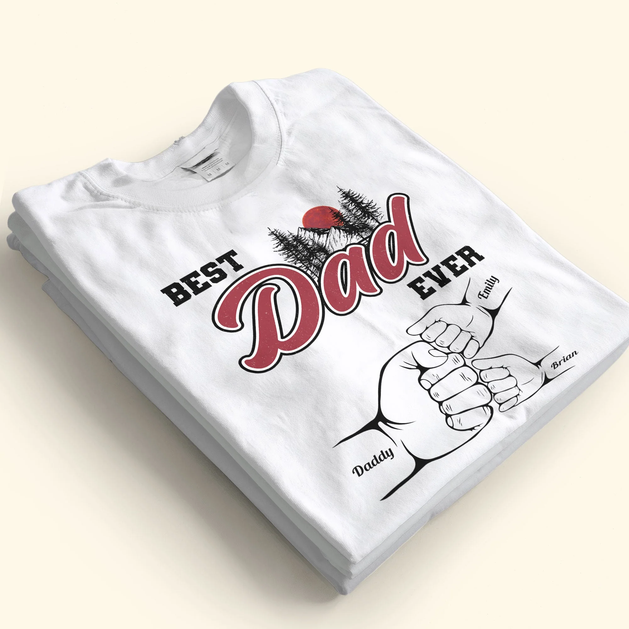 Best Dad Ever Fist Bump Custom Kids' Names - Personalized Shirt - Image 4