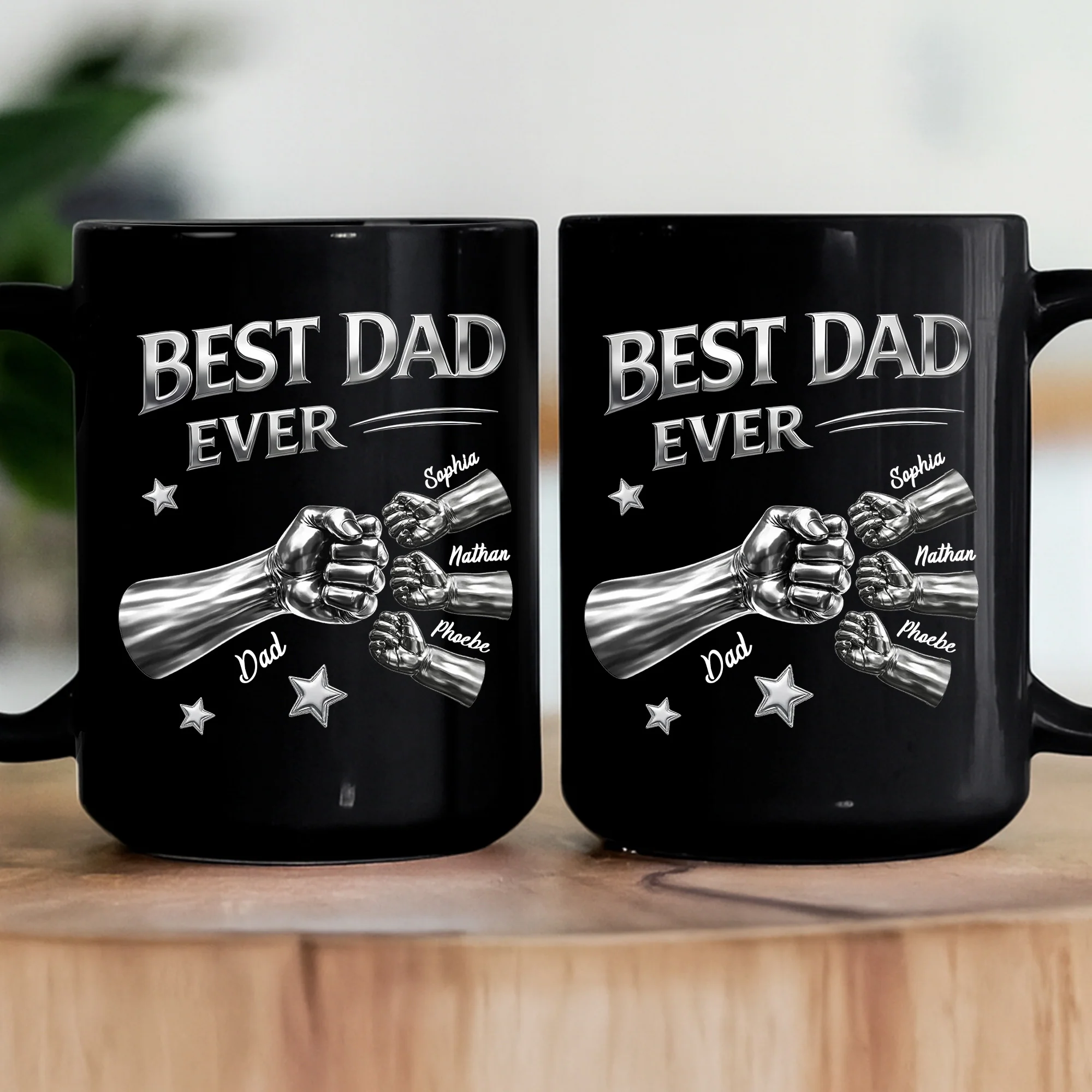 Best Dad Ever Fist Bump Father's Day Gift For Him New Version - Personalized Mug - Image 3