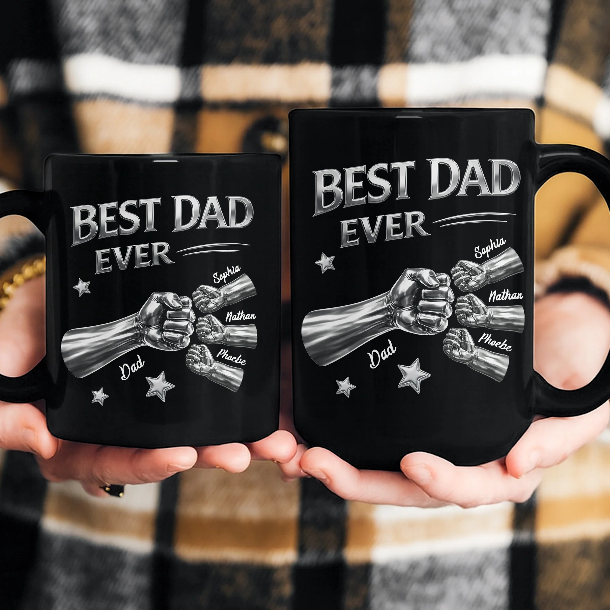 Best Dad Ever Fist Bump Father's Day Gift For Him New Version - Personalized Mug - Image 4