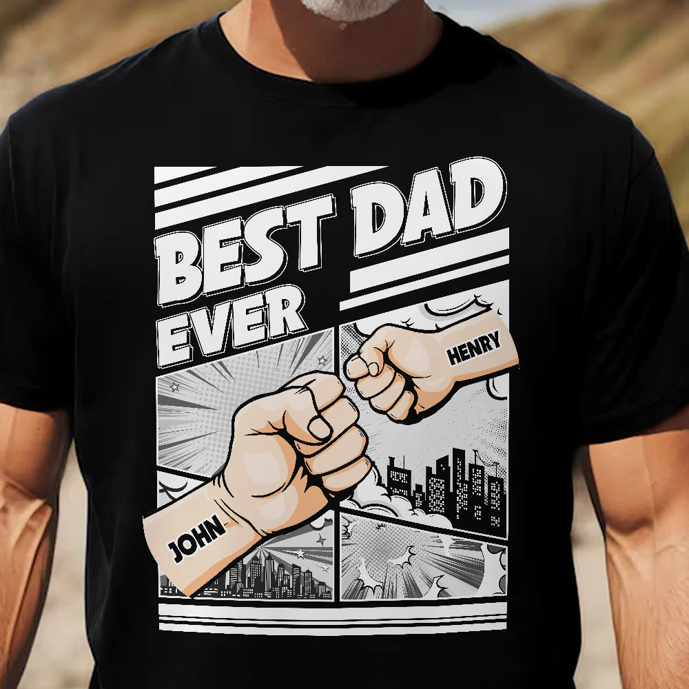 Best Dad Ever - Fist Bump New Version - Personalized Shirt - Image 2