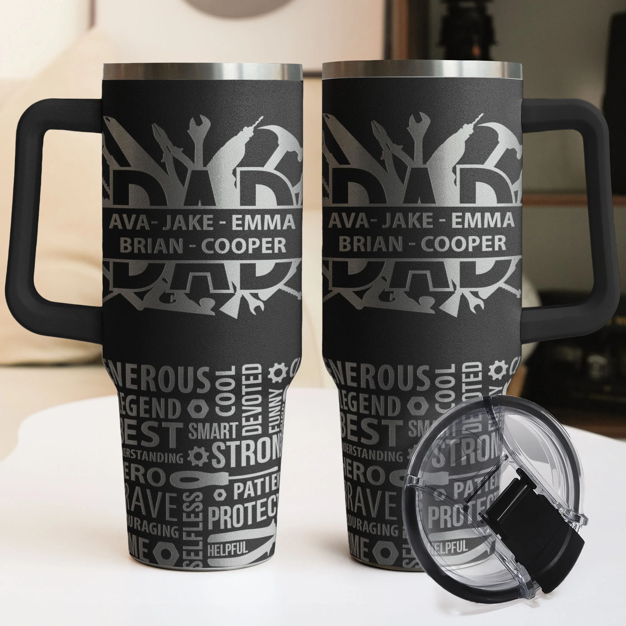 Best Dad Ever Gift Dad Tools Custom Kids Names - Personalized 40oz Tumbler - Image 4