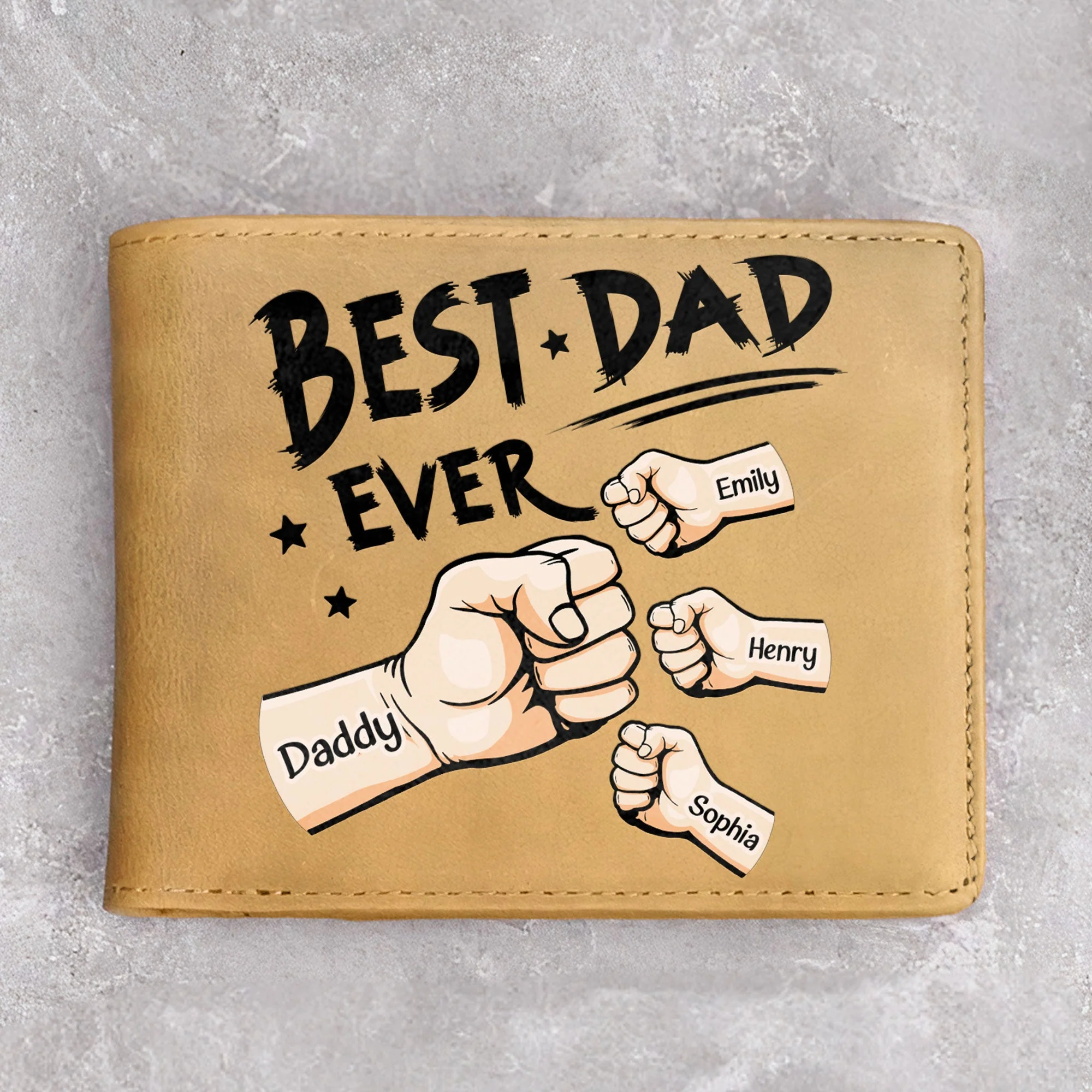 Best Dad Ever New Version - Personalized Leather Wallet - Image 3